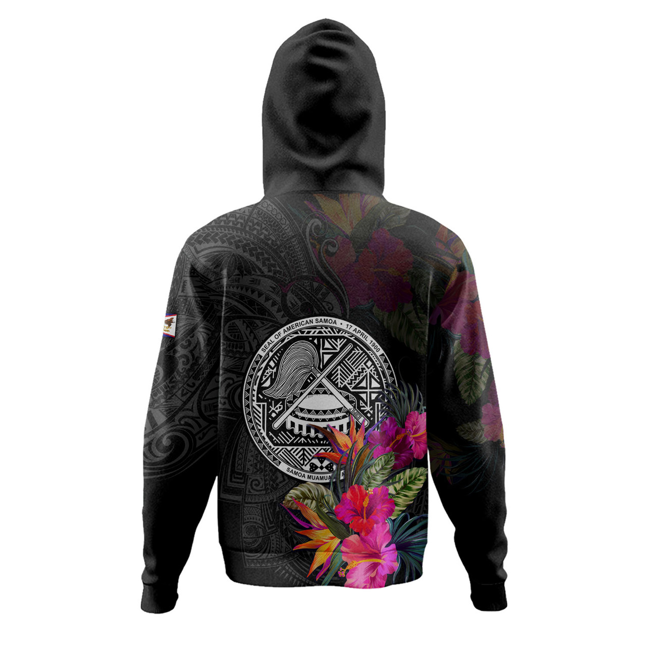 American Samoa Hoodie Custom Polynesian Pattern Tropical Floral Design