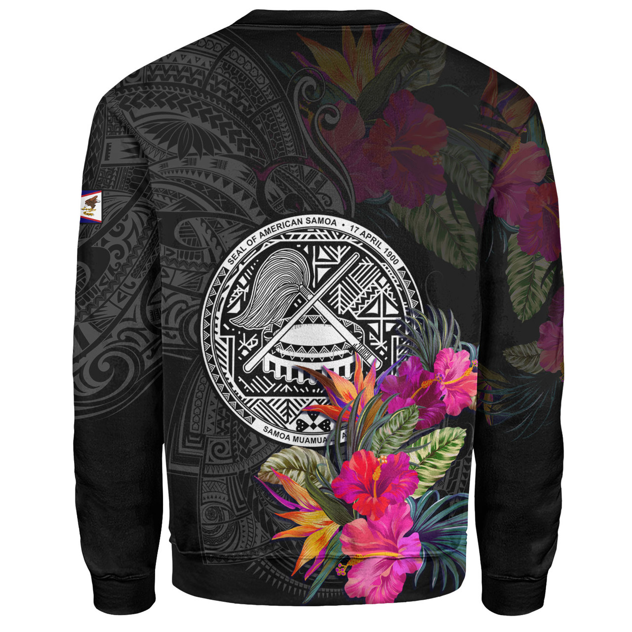 American Samoa Sweatshirt Custom Polynesian Pattern Tropical Floral Design