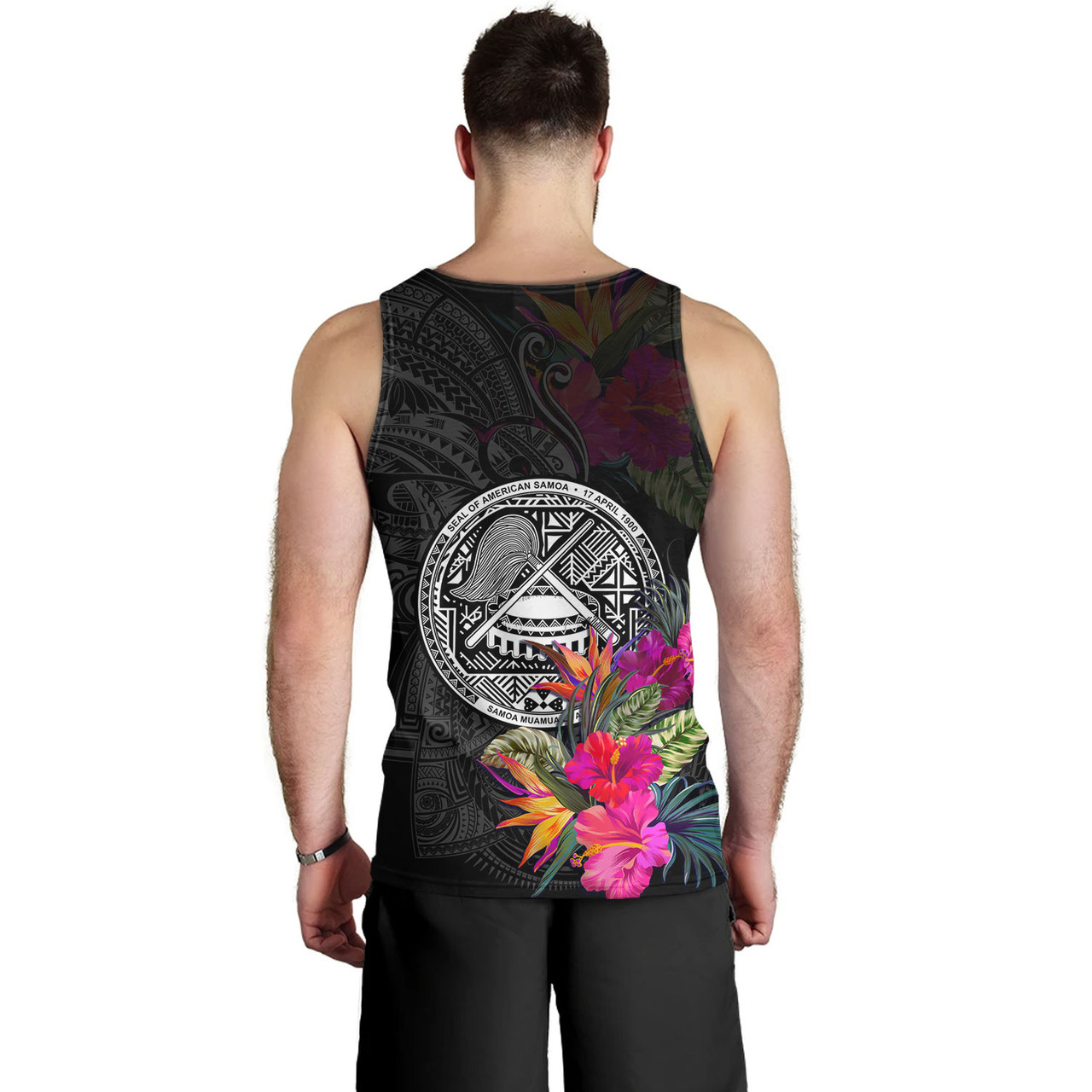 American Samoa Tank Top Custom Polynesian Pattern Tropical Floral Design