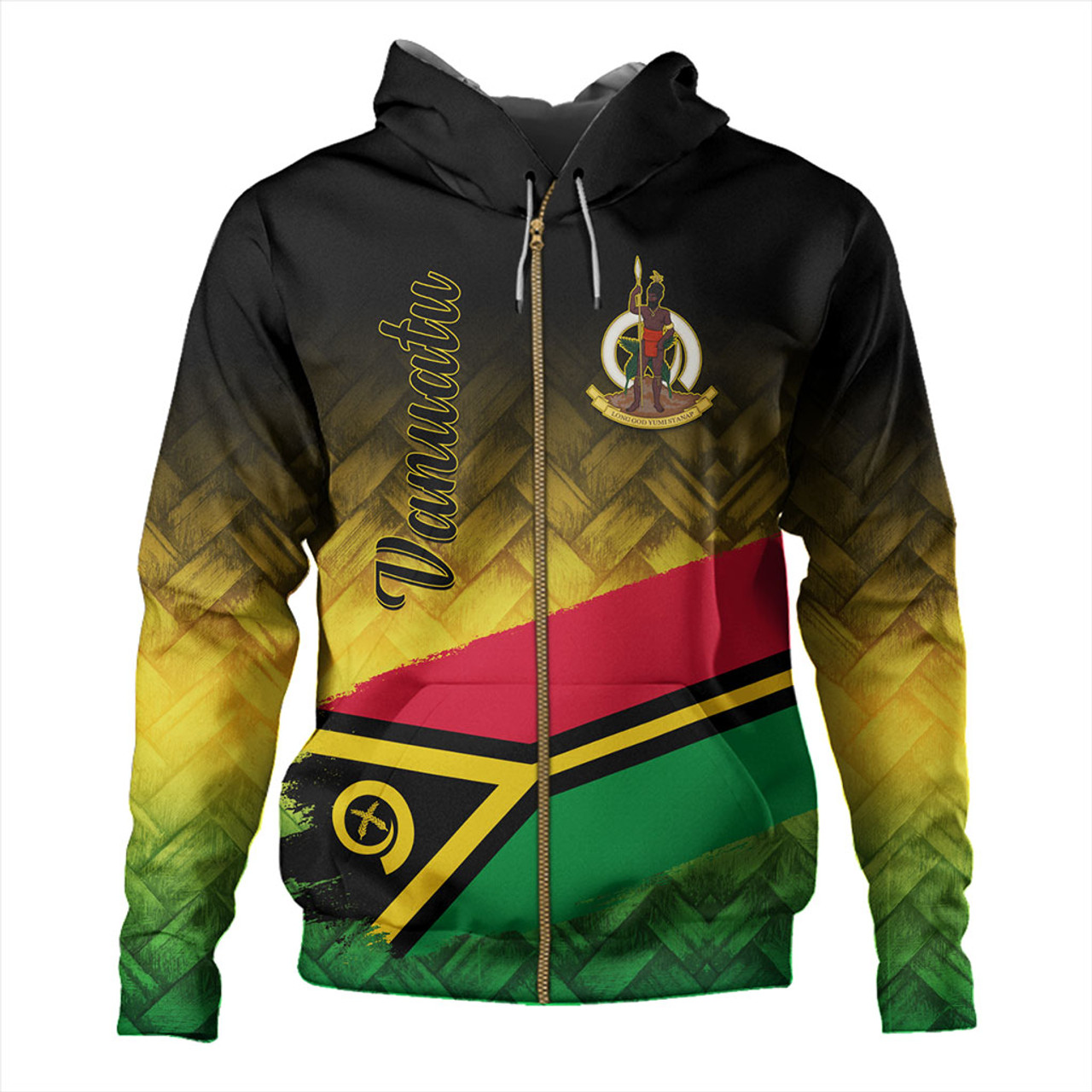 Vanuatu Hoodie Flag Lauhala Style