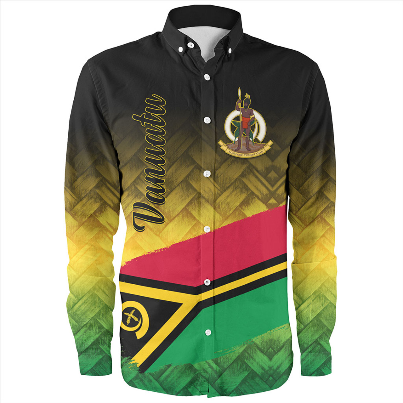 Vanuatu Long Sleeve Shirt Flag Lauhala Style