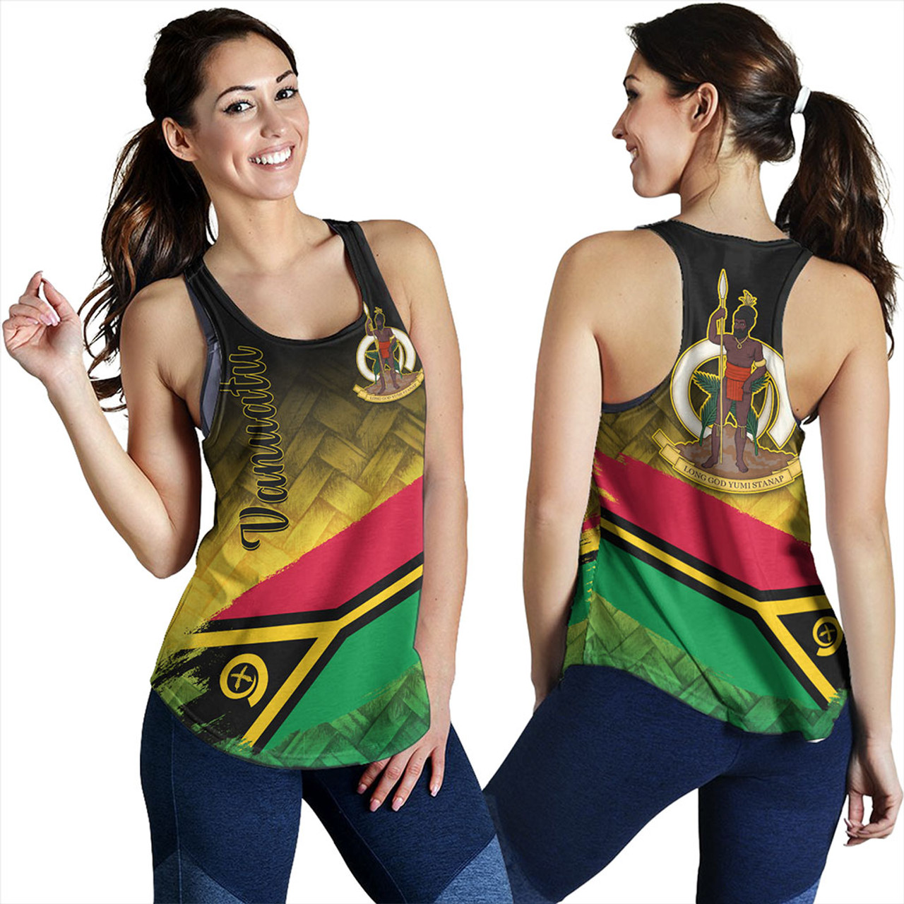 Vanuatu Women Tank Flag Lauhala Style