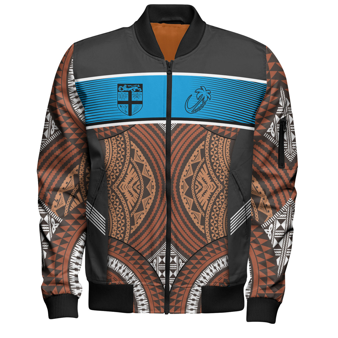 Fiji Bomber Jacket Custom Bula Fiji Rugby Tapa Design