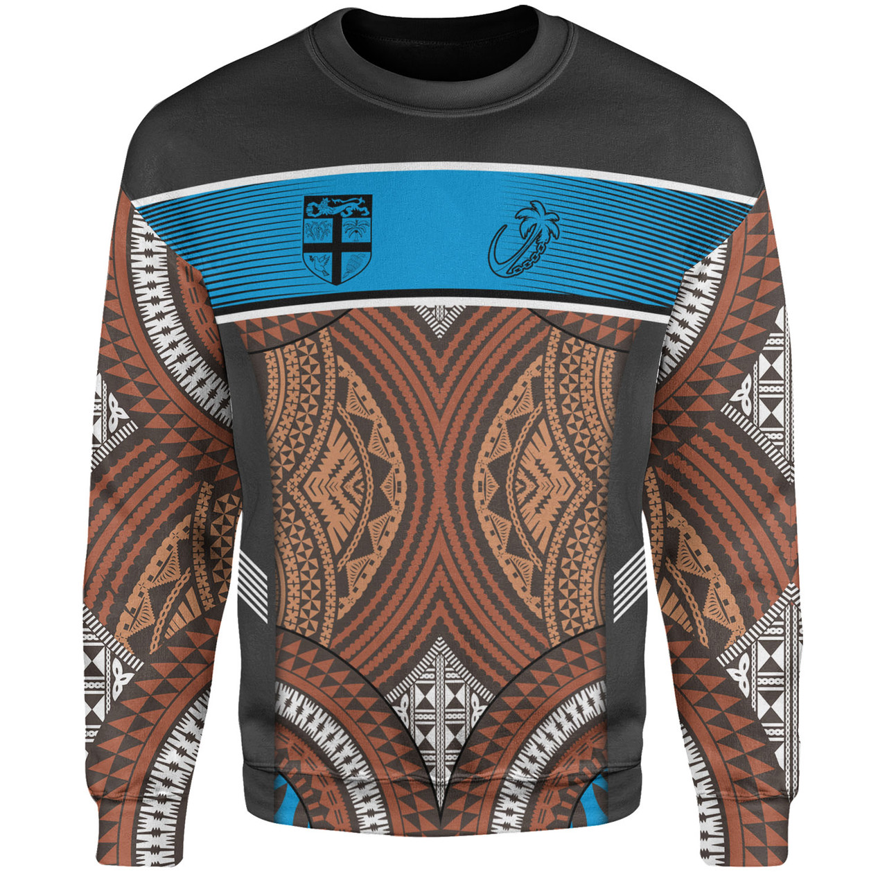 Fiji Sweatshirt Custom Bula Fiji Rugby Tapa Design