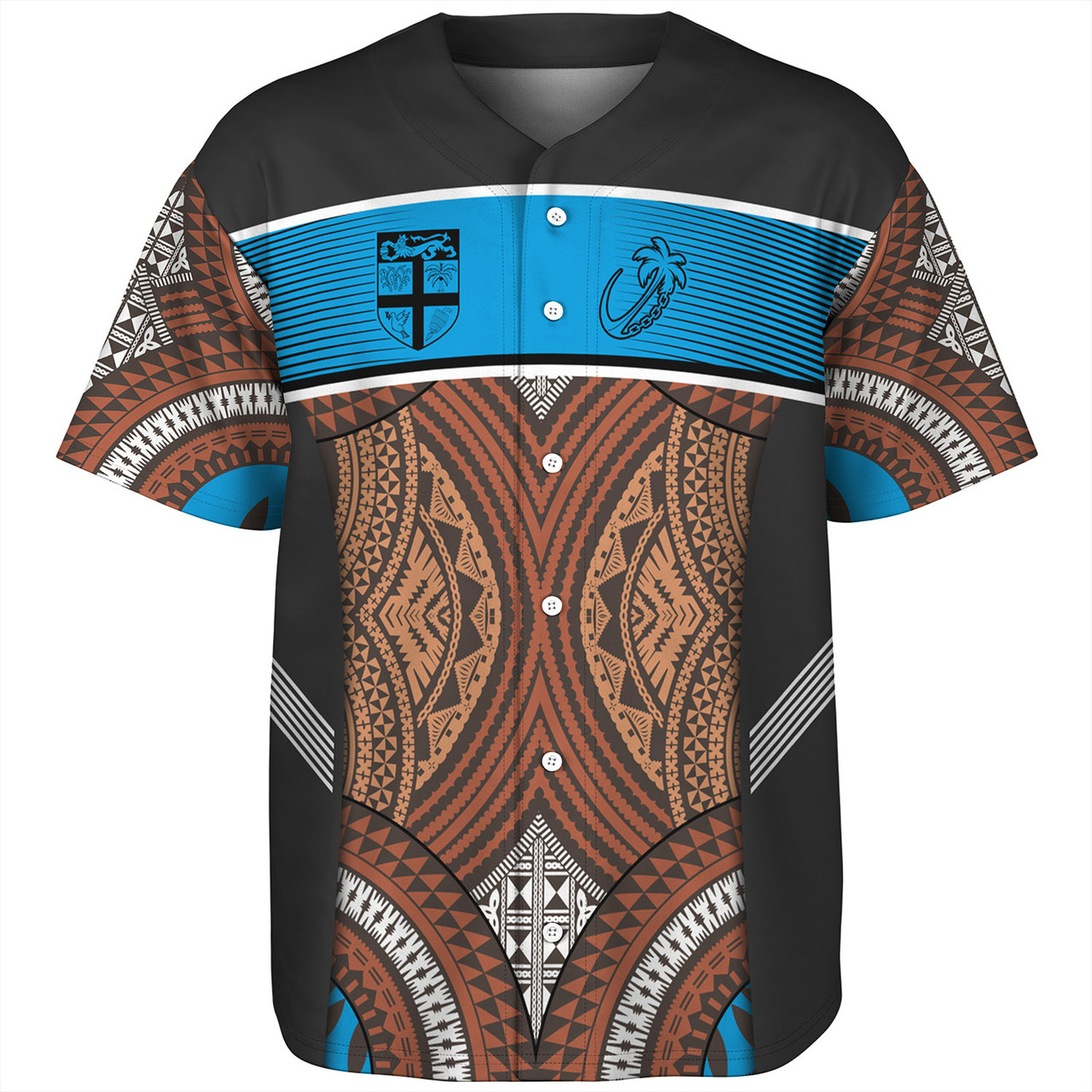 Fiji Baseball Shirt Custom Bula Fiji Rugby Tapa Design