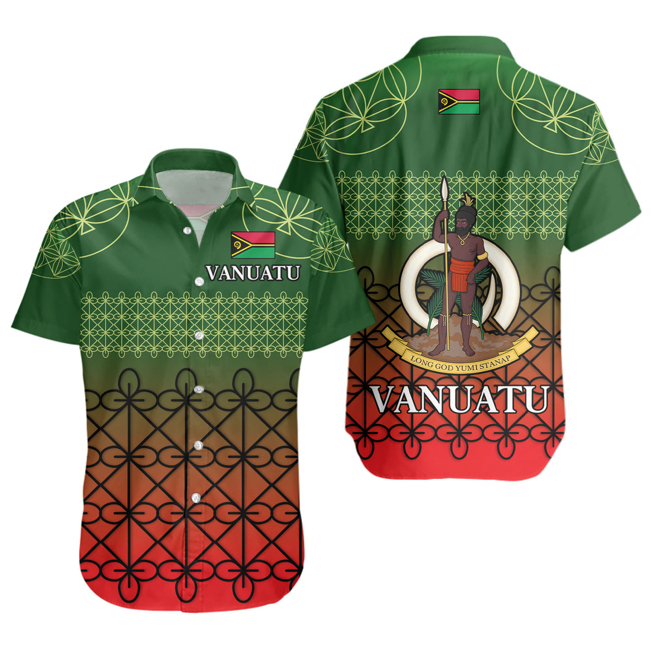 Vanuatu Short Sleeve Shirt Custom Seal Flag Color Mutis En Atan Design