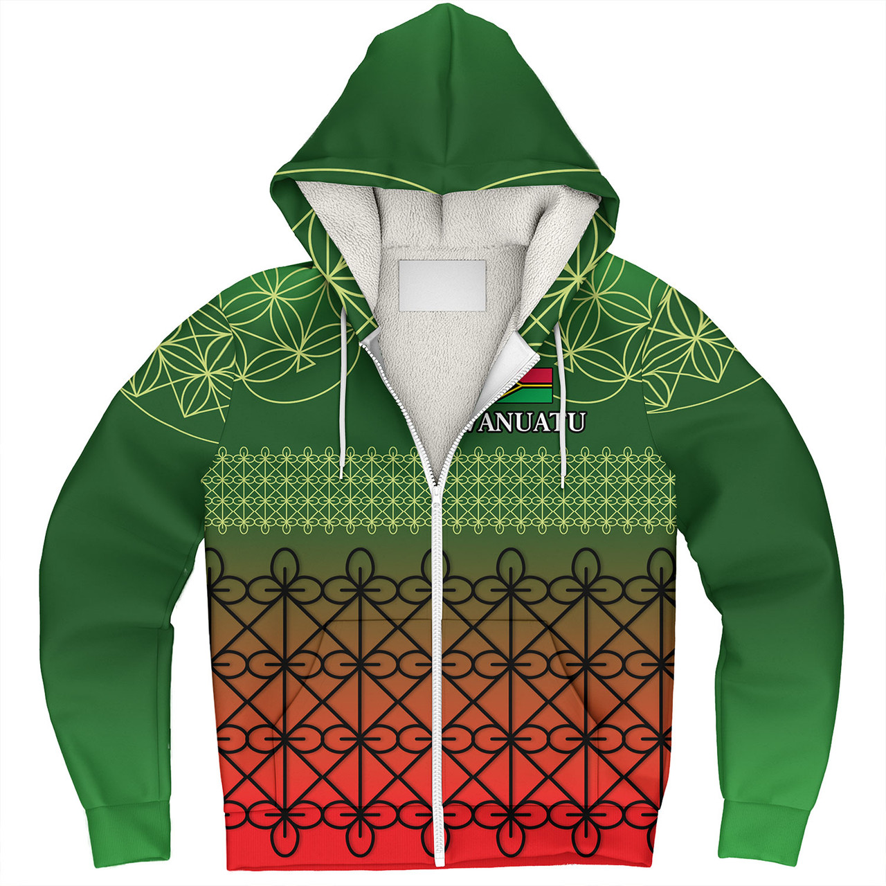 Vanuatu Sherpa Hoodie Custom Seal Flag Color Mutis En Atan Design