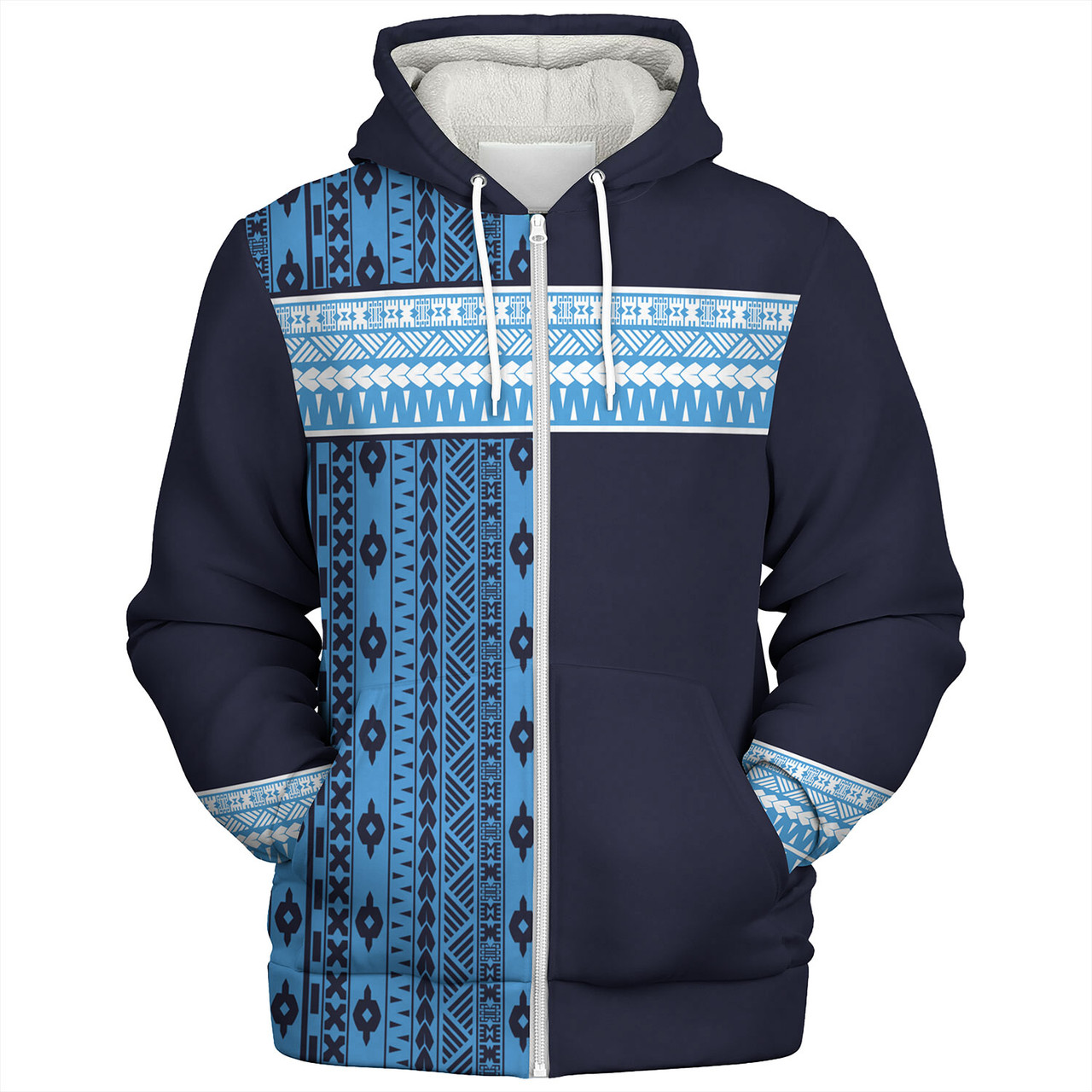 Fiji Sherpa Hoodie Fijian Makare And Tapa Design