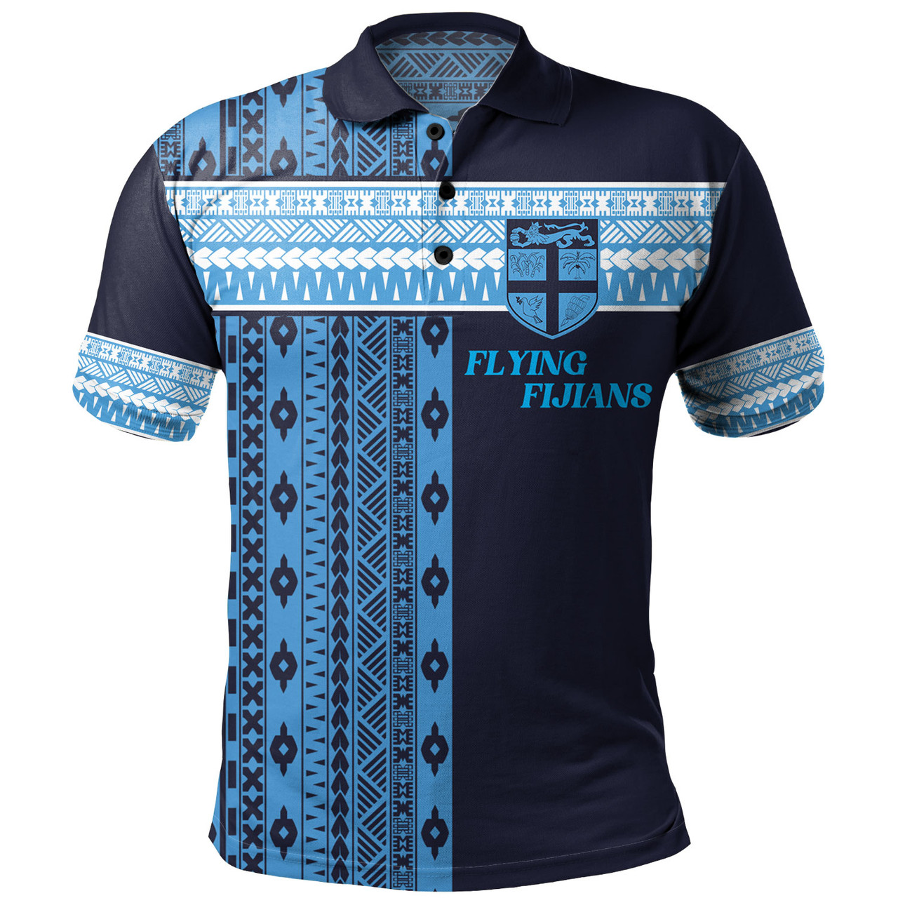 Fiji Polo Shirt Custom Rugby Flying Fijian Makare And Tapa Design