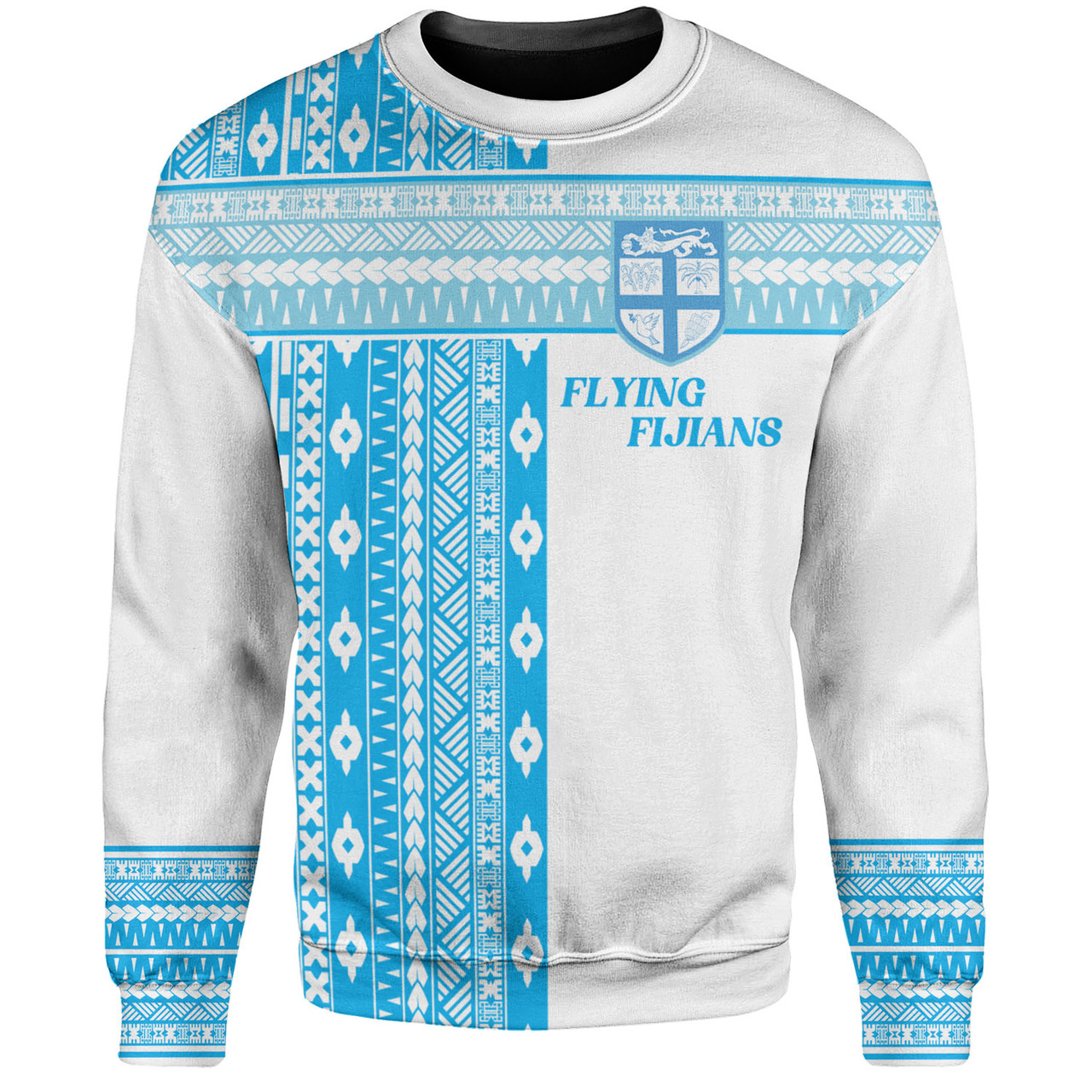 Fiji Sweatshirt Custom Rugby Flying Fijian Makare And Tapa Design