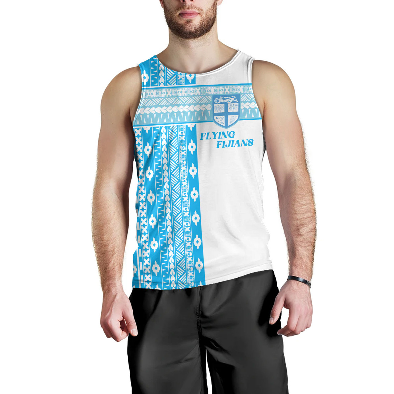 Fiji Tank Top Custom Rugby Flying Fijian Makare And Tapa Design