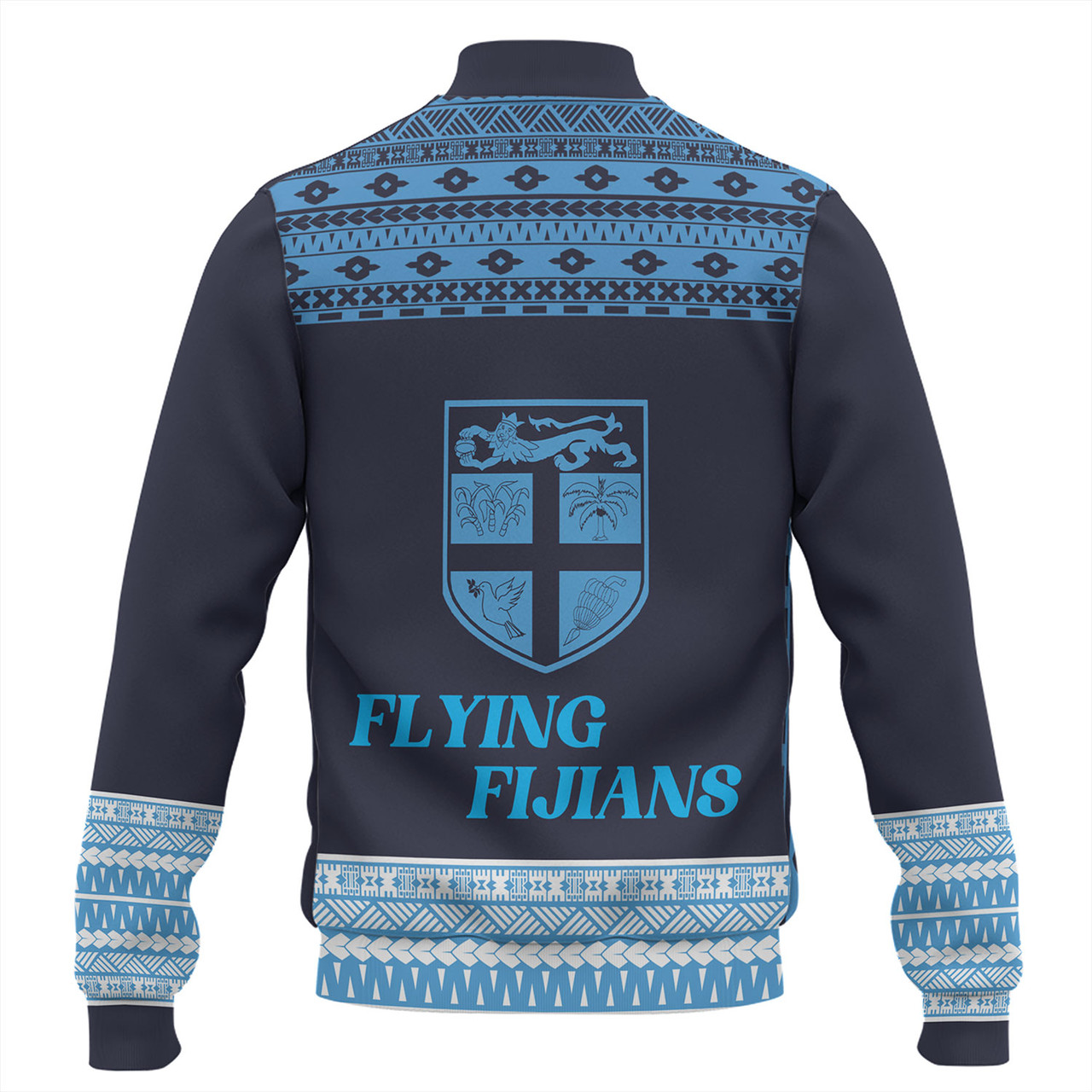 Fiji Baseball Jacket Custom Rugby Flying Fijian Makare And Tapa Design