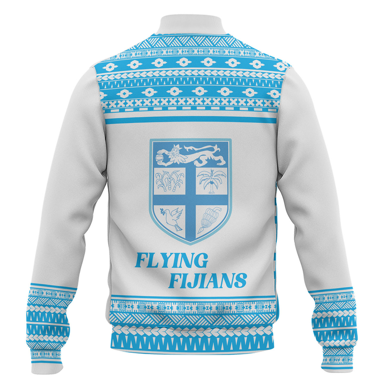 Fiji Baseball Jacket Custom Rugby Flying Fijian Makare And Tapa Design