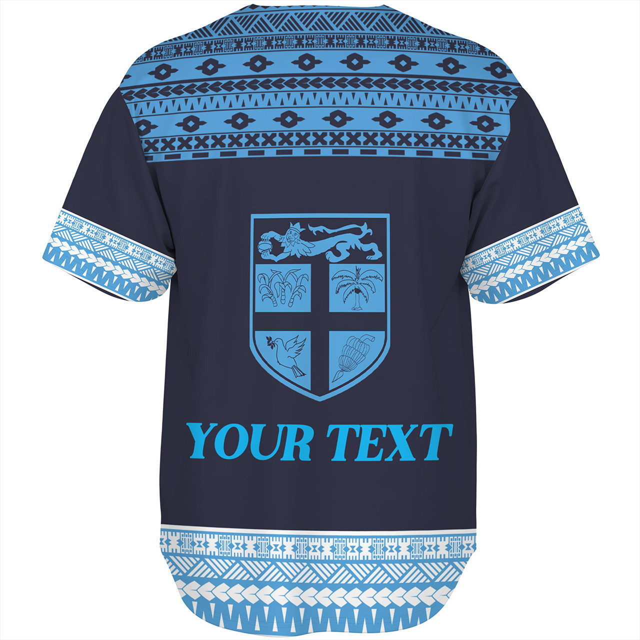 Fiji Baseball Shirt Custom Rugby Flying Fijian Makare And Tapa Design