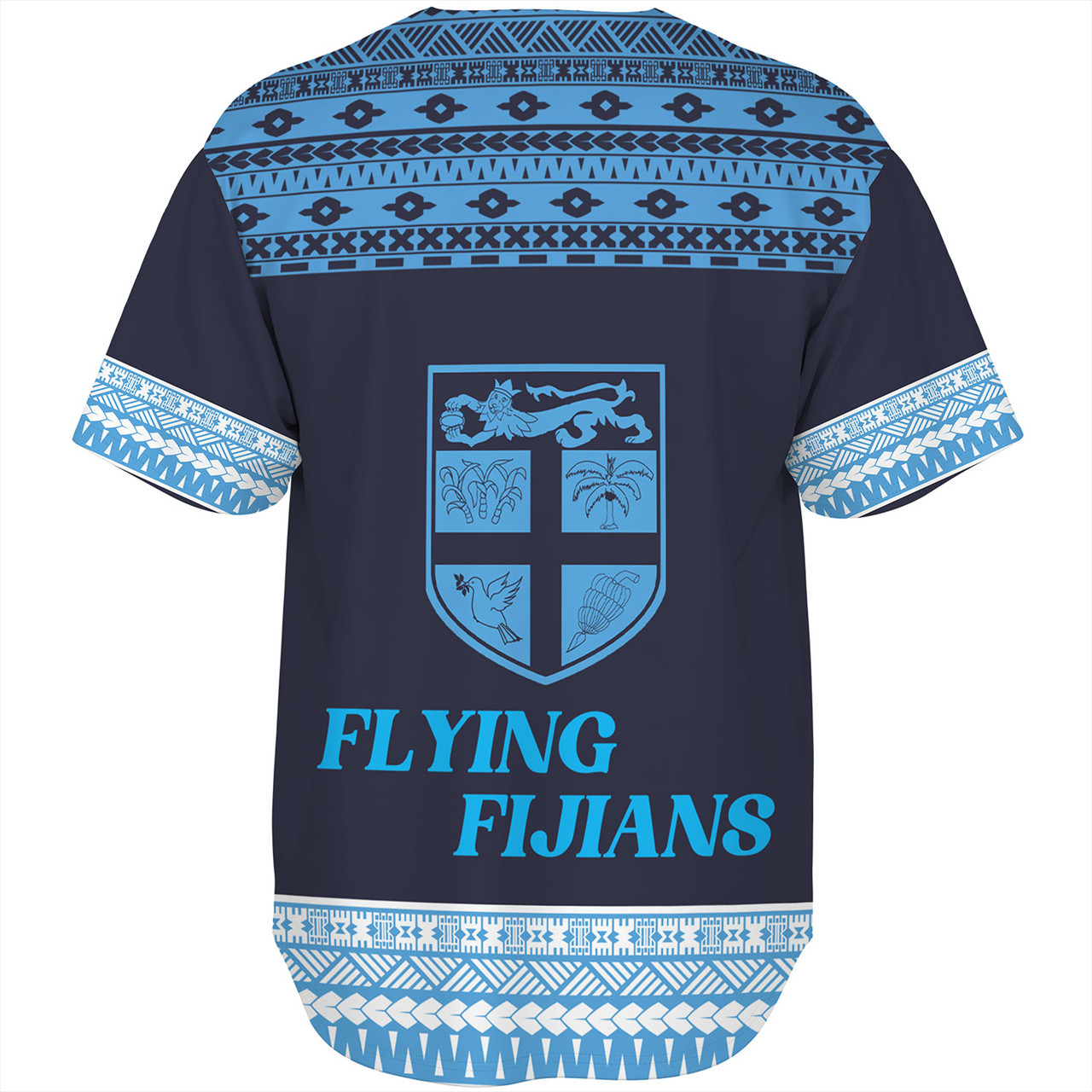 Fiji Baseball Shirt Custom Rugby Flying Fijian Makare And Tapa Design