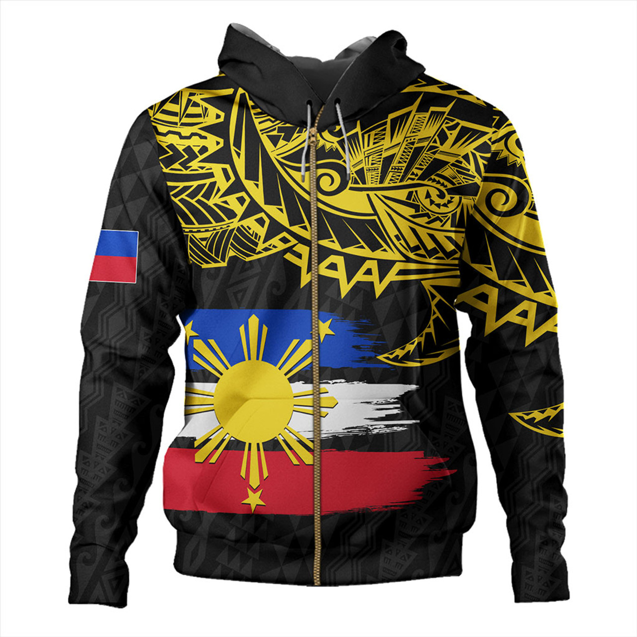 Philippines Filipinos Hoodie Tribal Polynesian Grunge Flag