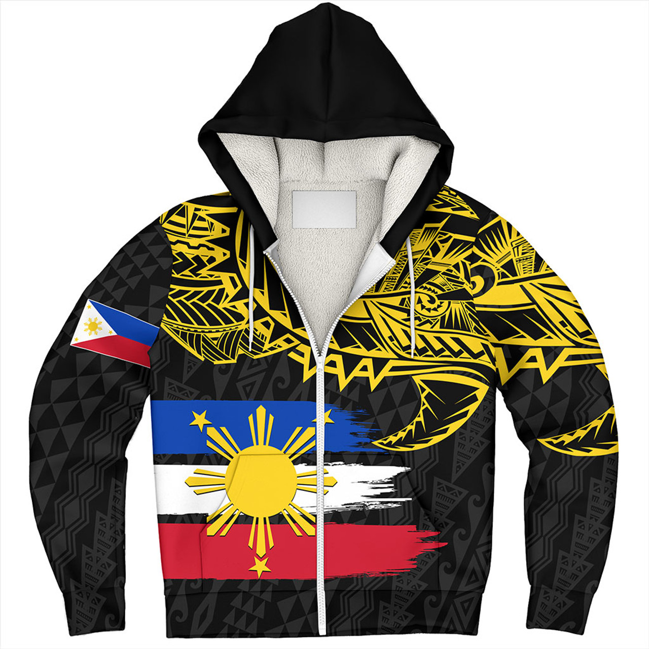 Philippines Filipinos Sherpa Hoodie Tribal Polynesian Grunge Flag