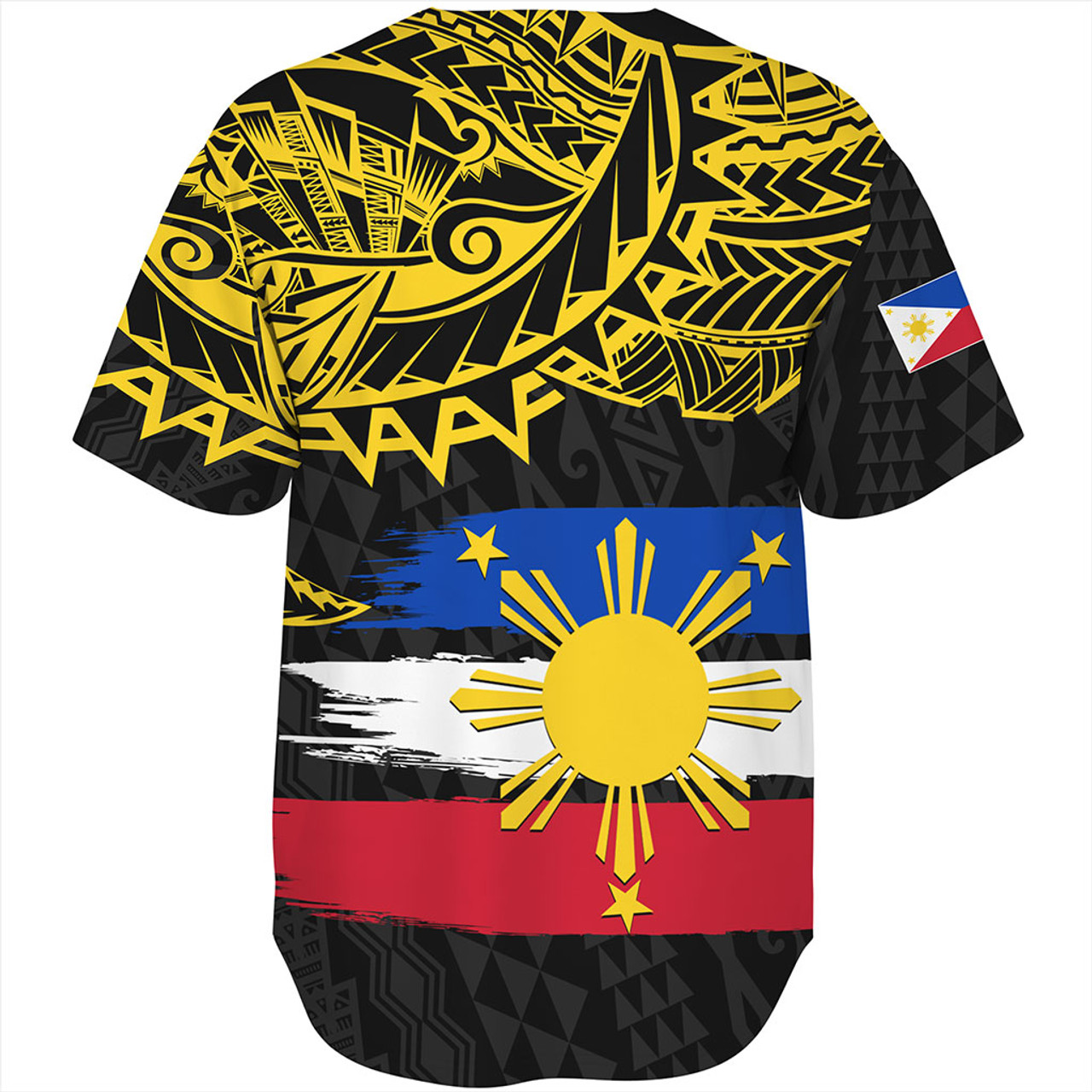 Philippines Filipinos Baseball Shirt Tribal Polynesian Grunge Flag