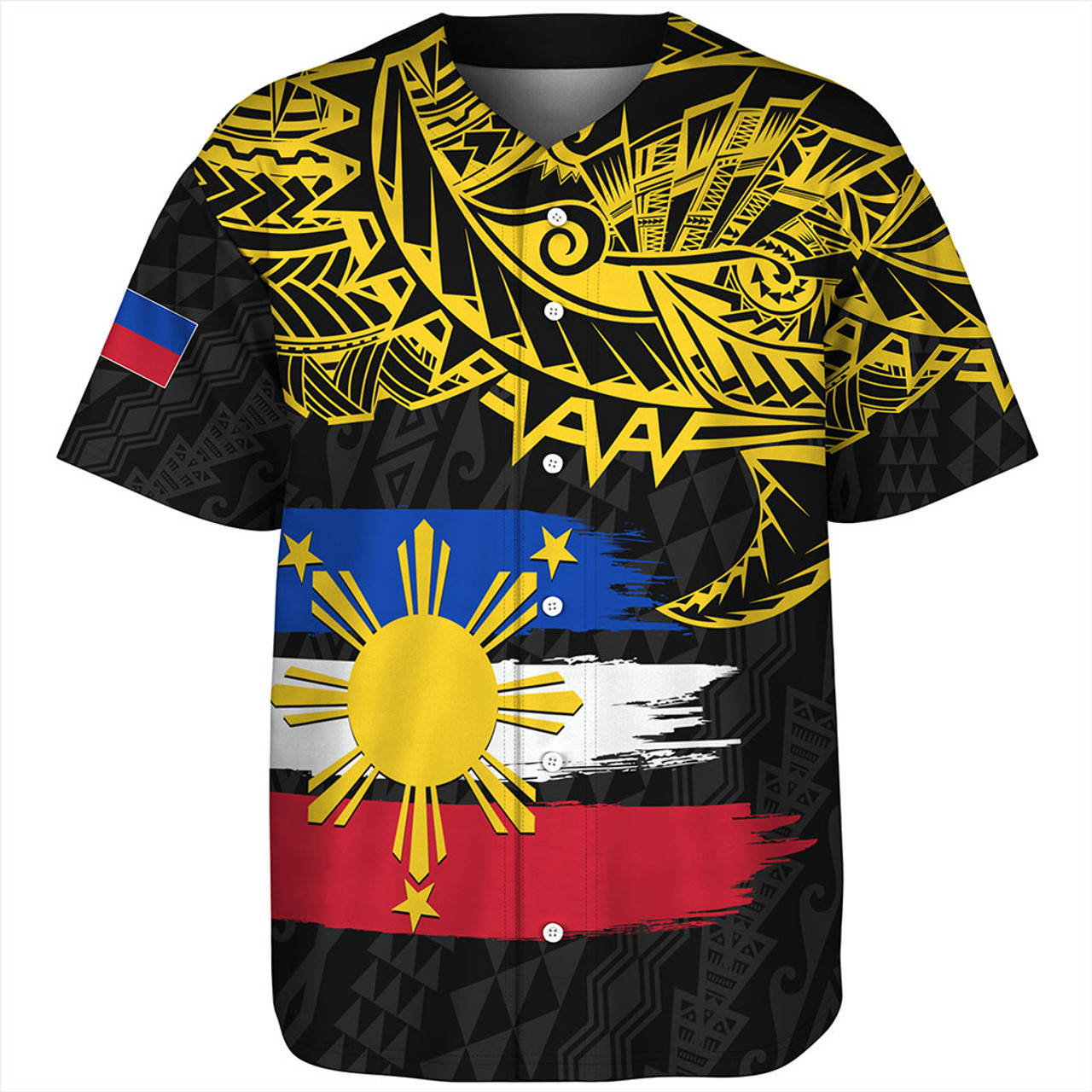 Philippines Filipinos Baseball Shirt Tribal Polynesian Grunge Flag