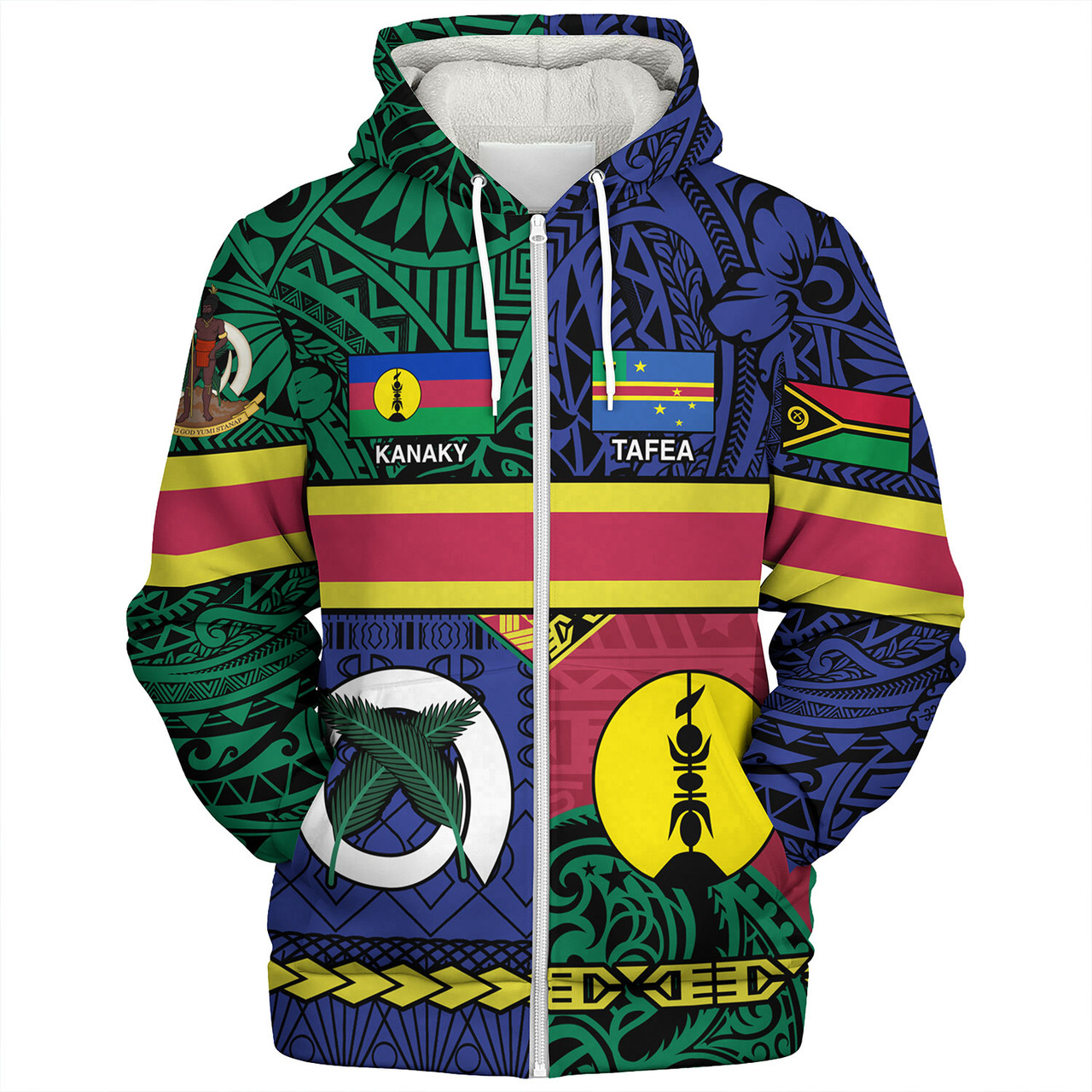 Vanuatu Sherpa Hoodie Custom Tafea Kanaky Day Tribal Patterns Special Design