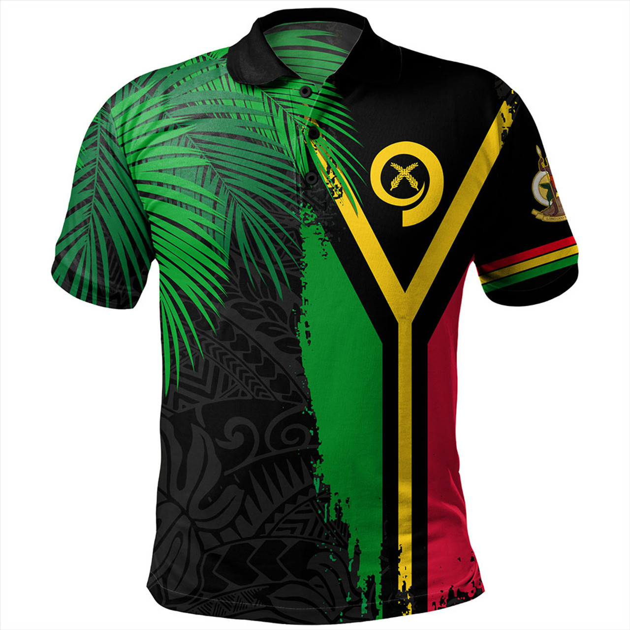 Vanuatu Polo Shirt Special Fabric Leaves