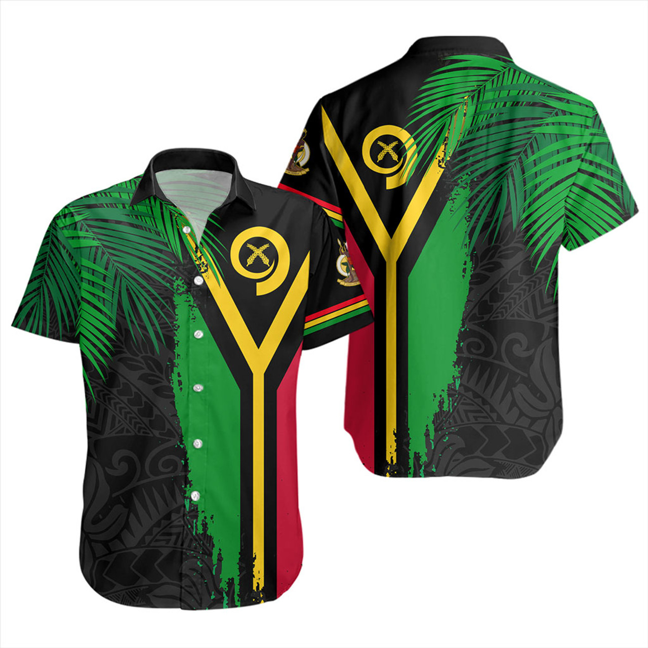 Vanuatu Short Sleeve Shirt Special Fabric Leaves