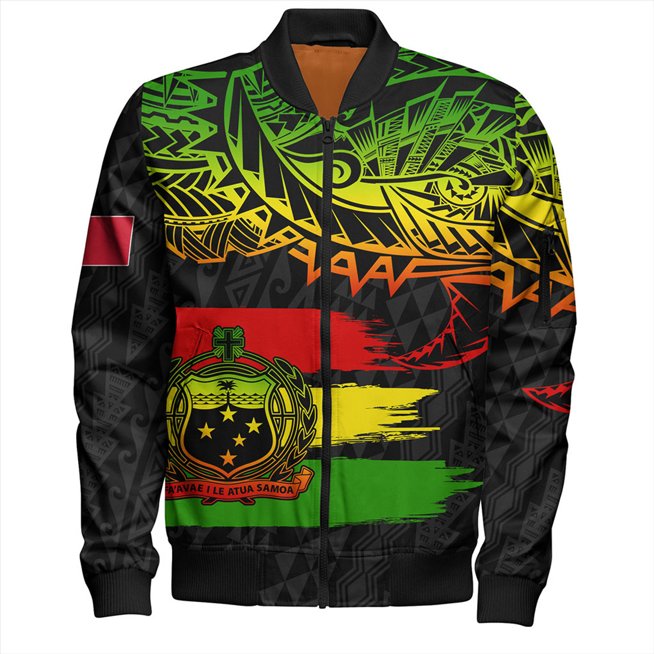 Samoa Bomber Jacket Tribal Polynesian Grunge Reggae