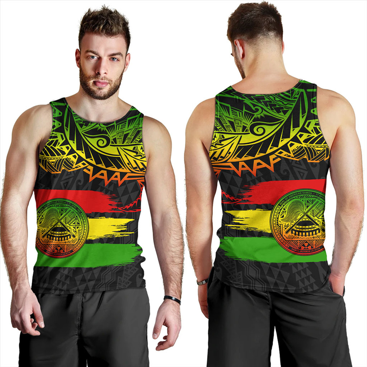 American Samoa Tank Top Tribal Polynesian Grunge Reggae