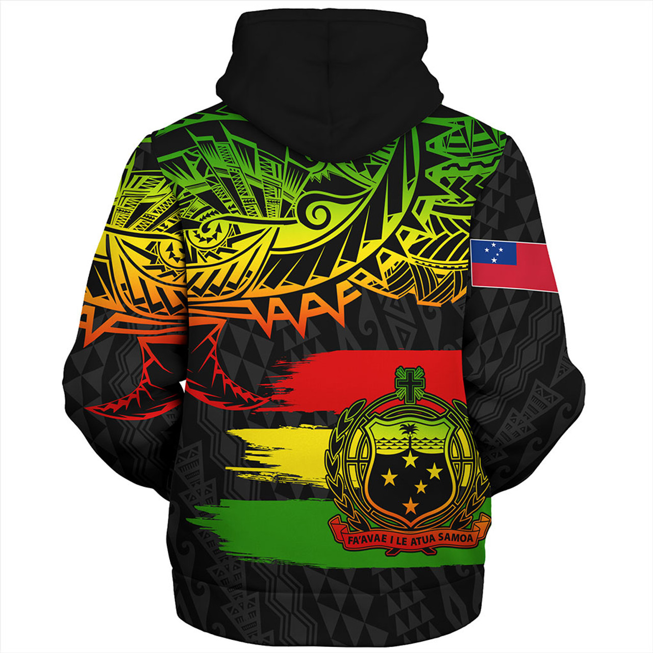 Samoa Sherpa Hoodie Tribal Polynesian Grunge Reggae