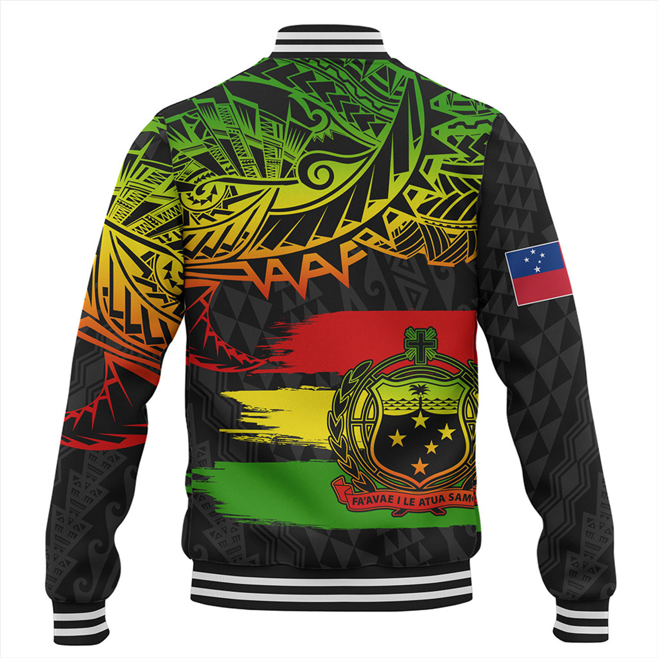 Samoa Baseball Jacket Tribal Polynesian Grunge Reggae