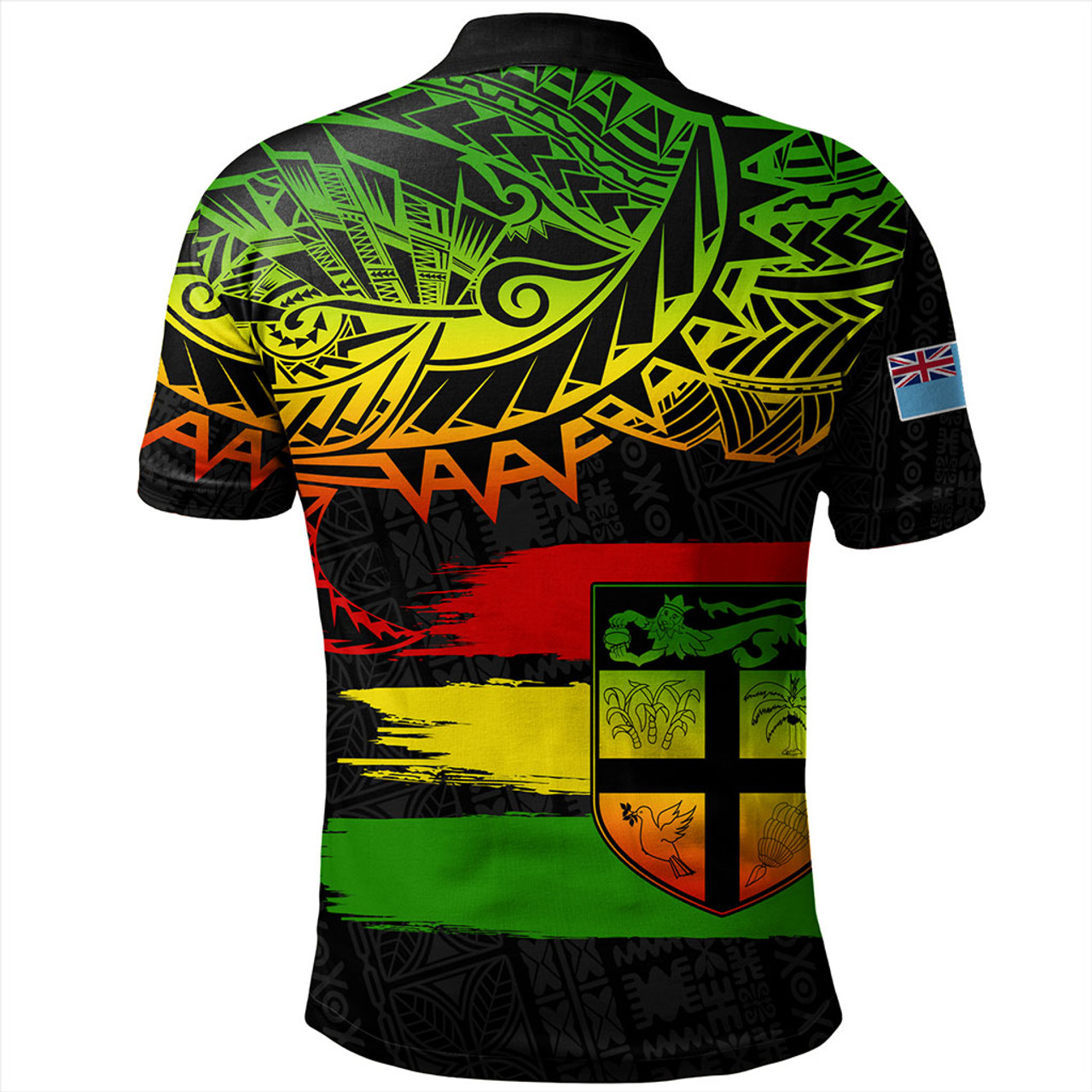 Fiji Polo Shirt Tribal Melanesia Grunge Reggae