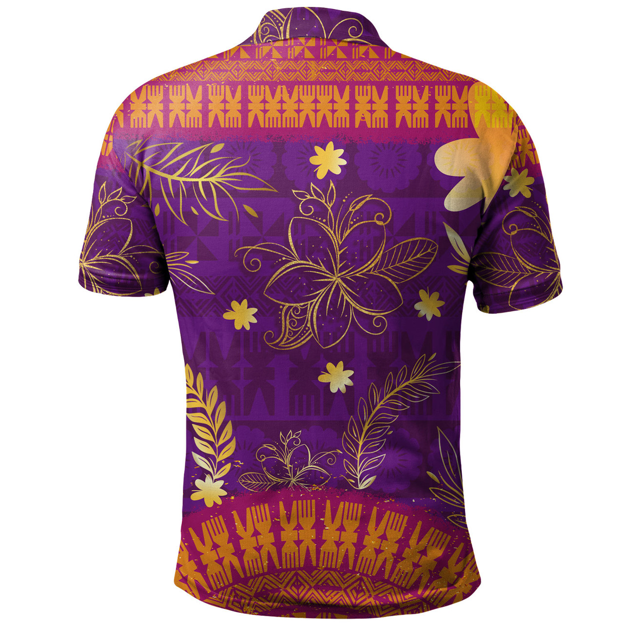 Fiji Polo Shirt Fiji Tapa Tropical Plumeria Flowers Bouquet