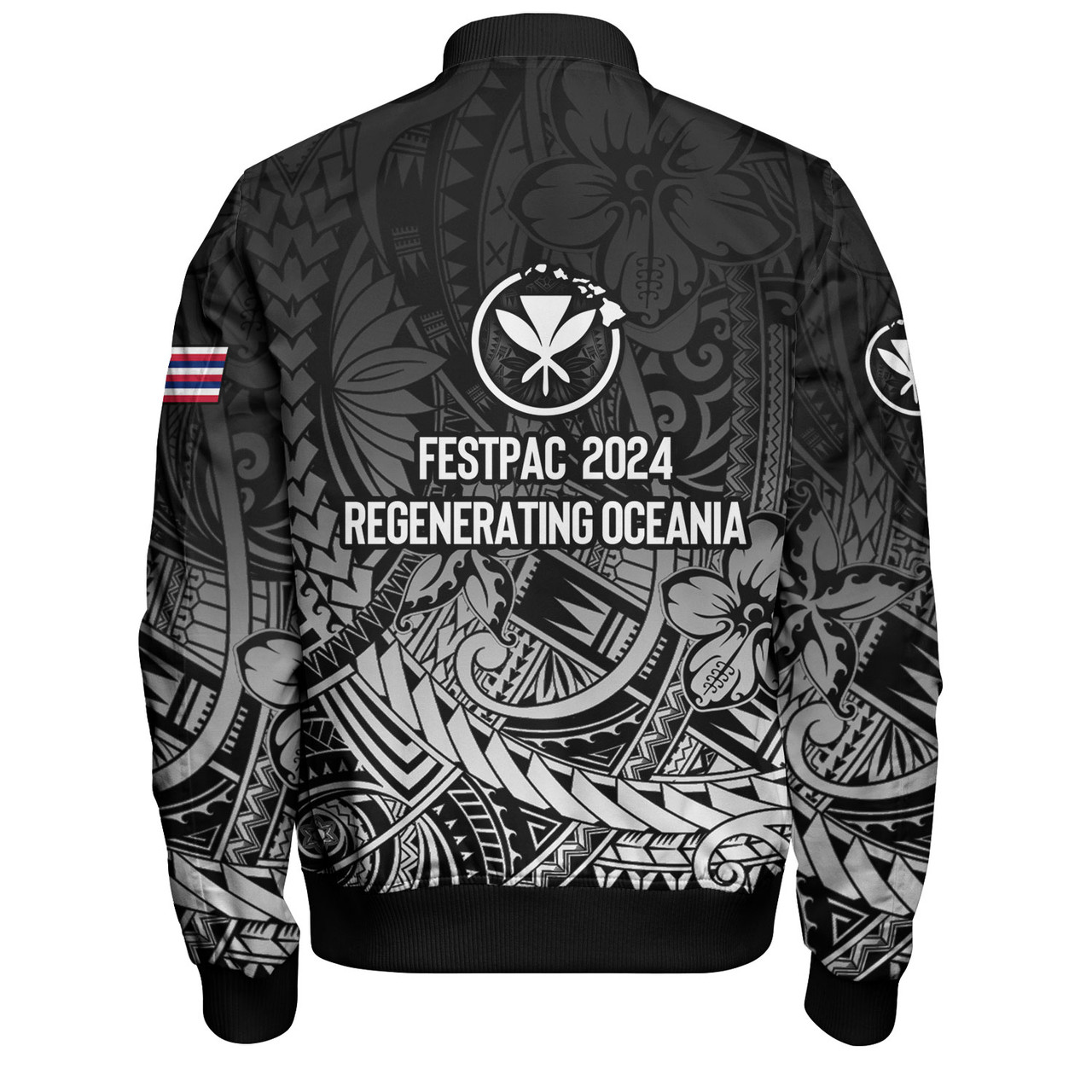 Hawaii Bomber Jacket FestPAC 2024 Polynesian Pattern Design