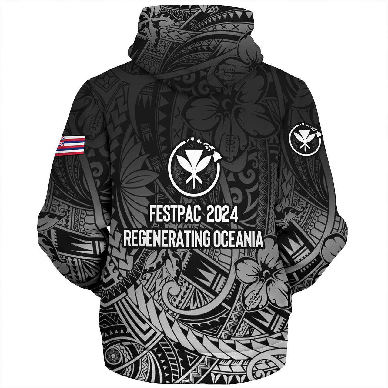 Hawaii Sherpa Hoodie FestPAC 2024 Polynesian Pattern Design