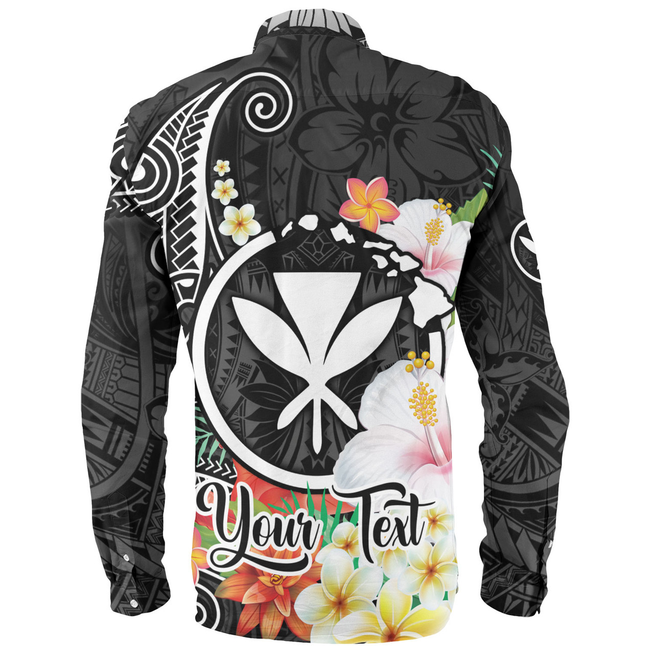 Hawaii Long Sleeve Shirt Custom Polynesian Curve Pattern Design With Tropical Floral Collection