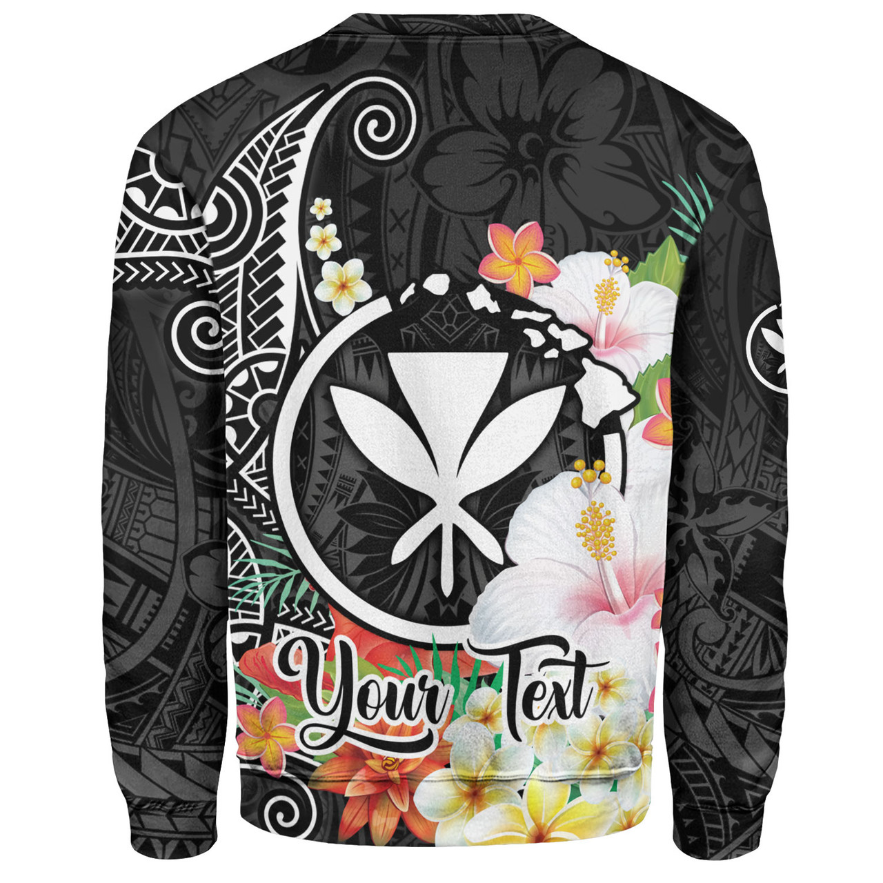 Hawaii Sweatshirt Custom Polynesian Curve Pattern Design With Tropical Floral Collection