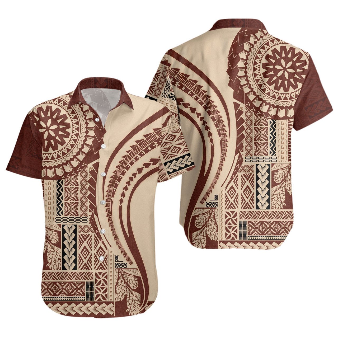 Samoa Short Sleeve Shirt Samoan Siapo Brown Design