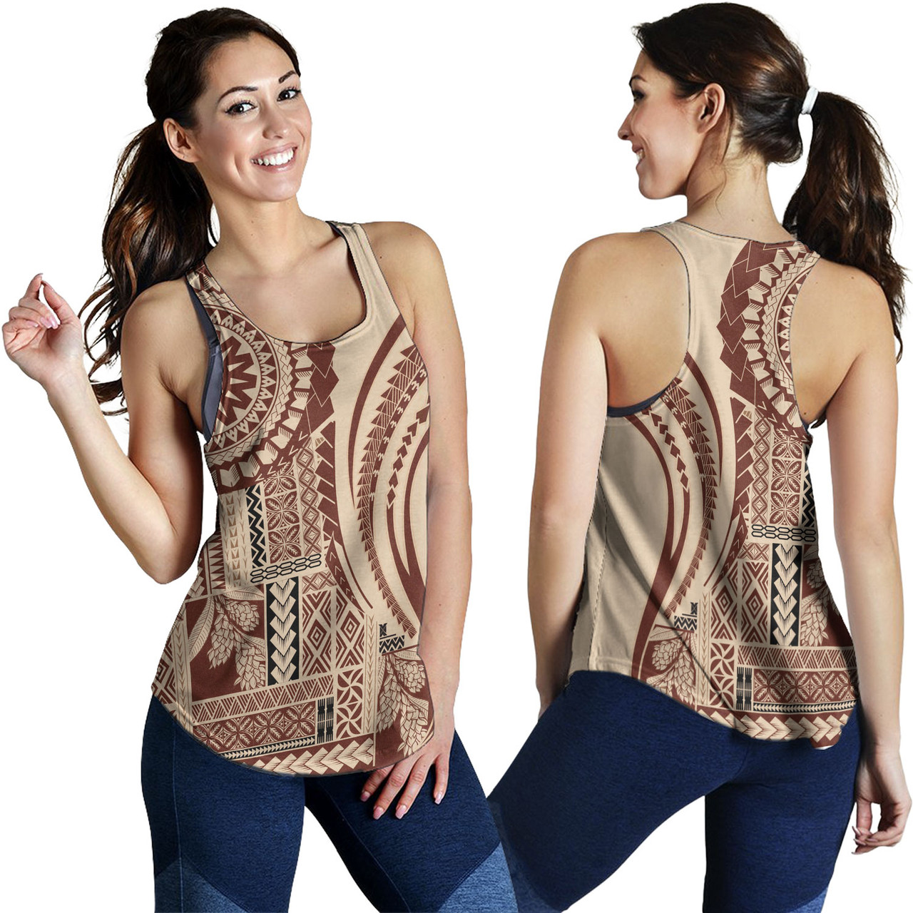 Samoa Women Tank Samoan Siapo Brown Design