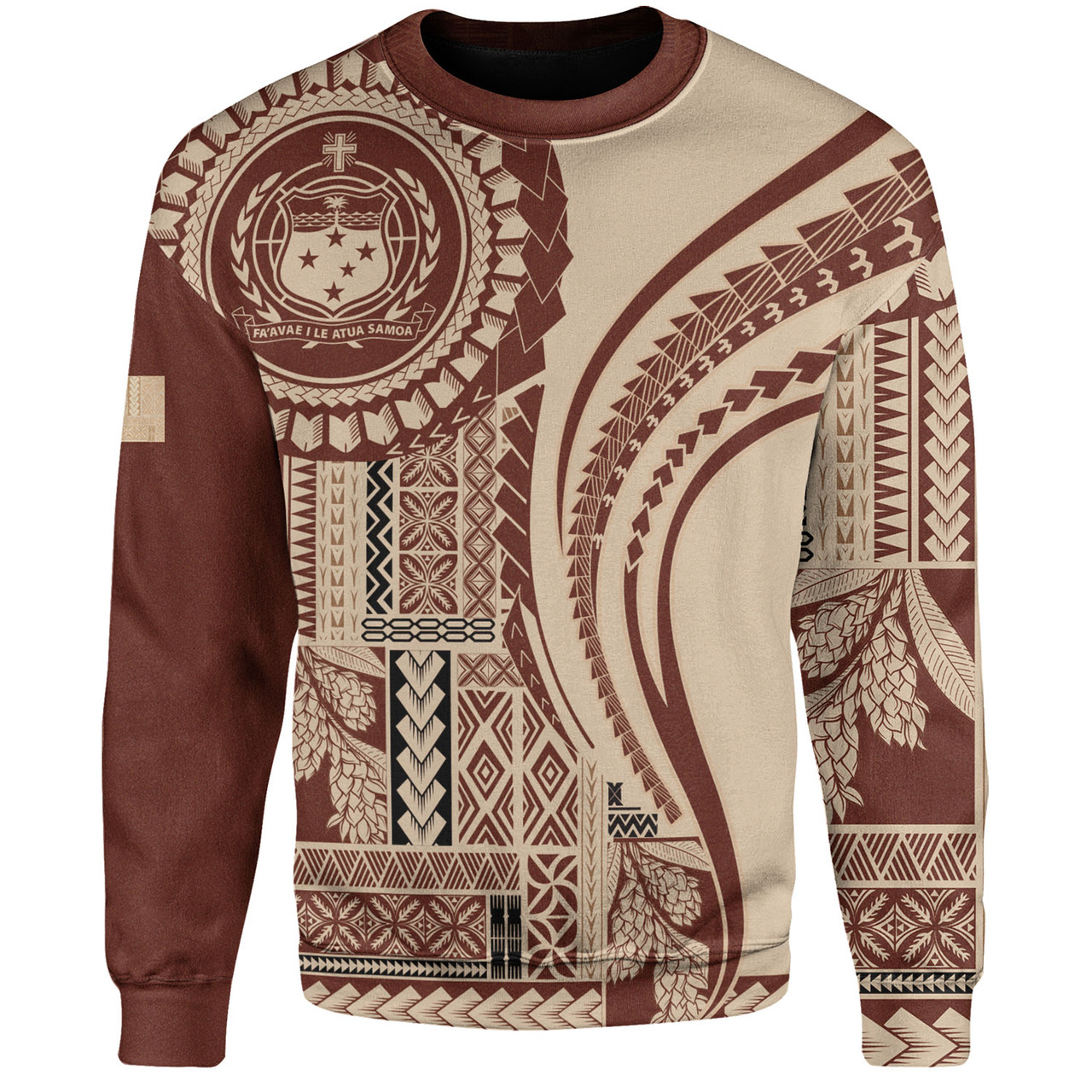 Samoa Sweatshirt Seal Samoan Siapo Brown Design