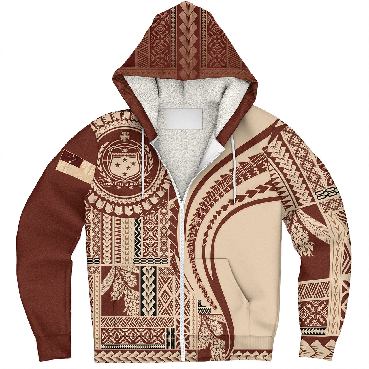 Samoa Sherpa Hoodie Seal Samoan Siapo Brown Design