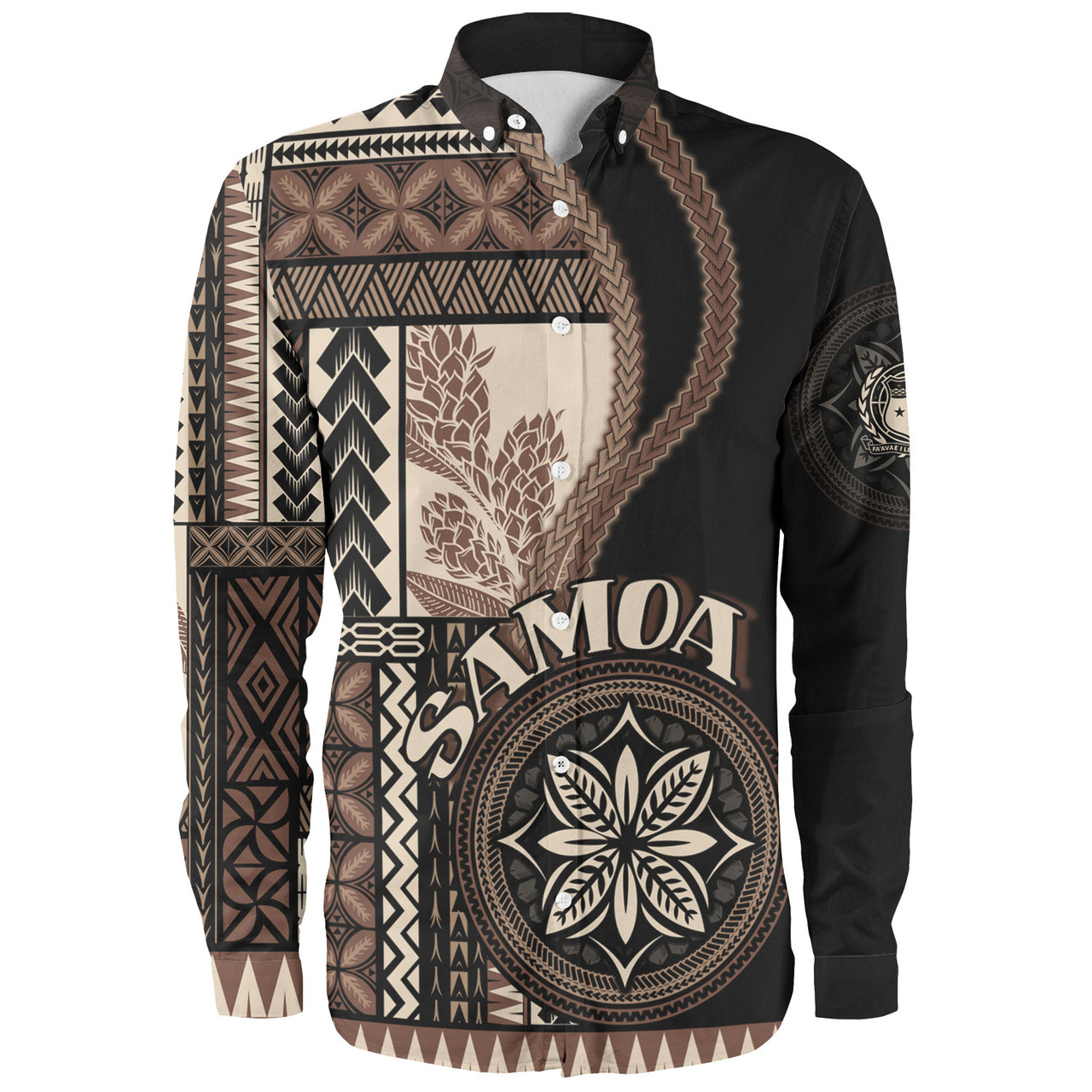 Samoa Long Sleeve Shirt Custom Samoan Siapo Motif Classic Style