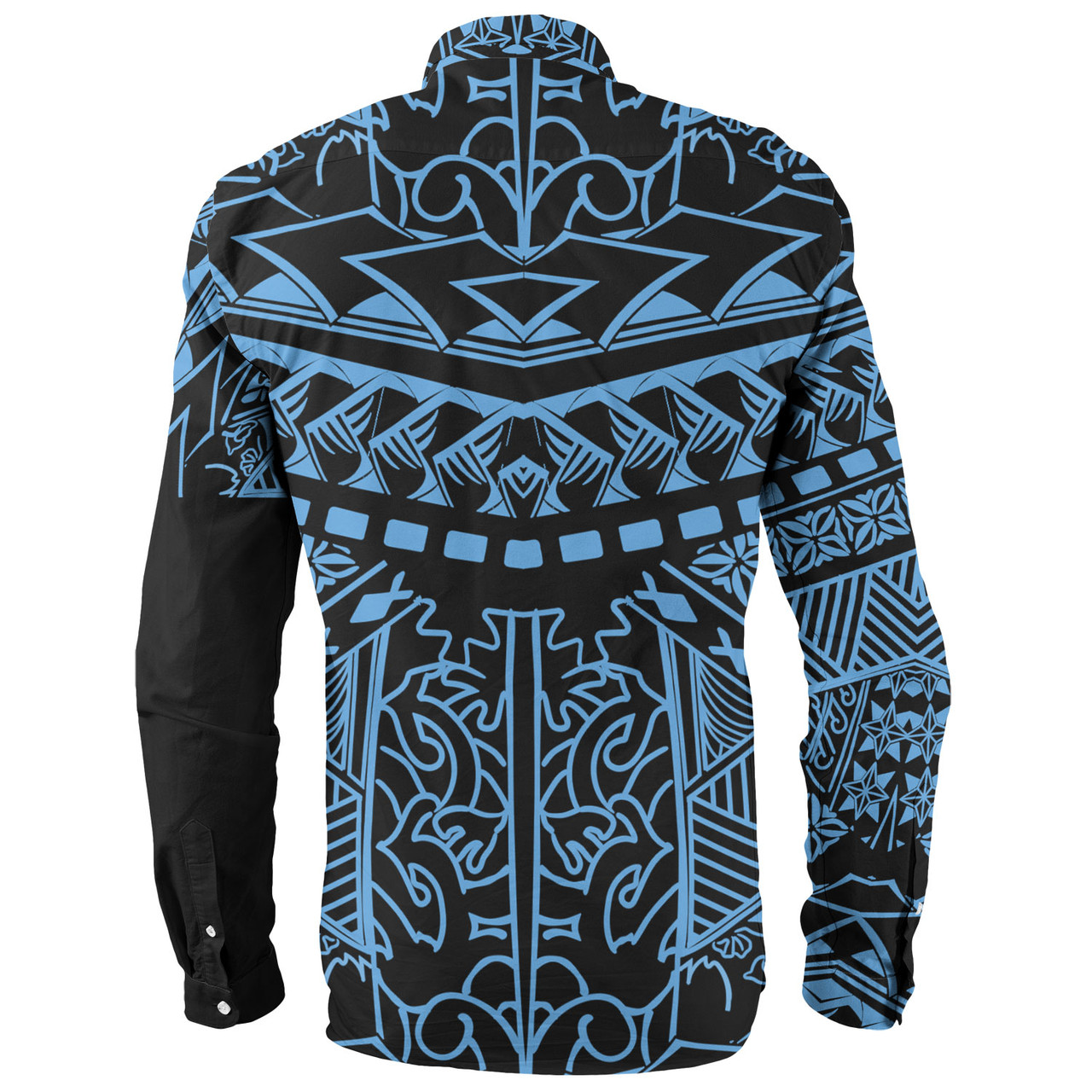 Hawaii Long Sleeve Shirt Custom Kanaka Maoli Hawaiian Blue Tribal Pattern