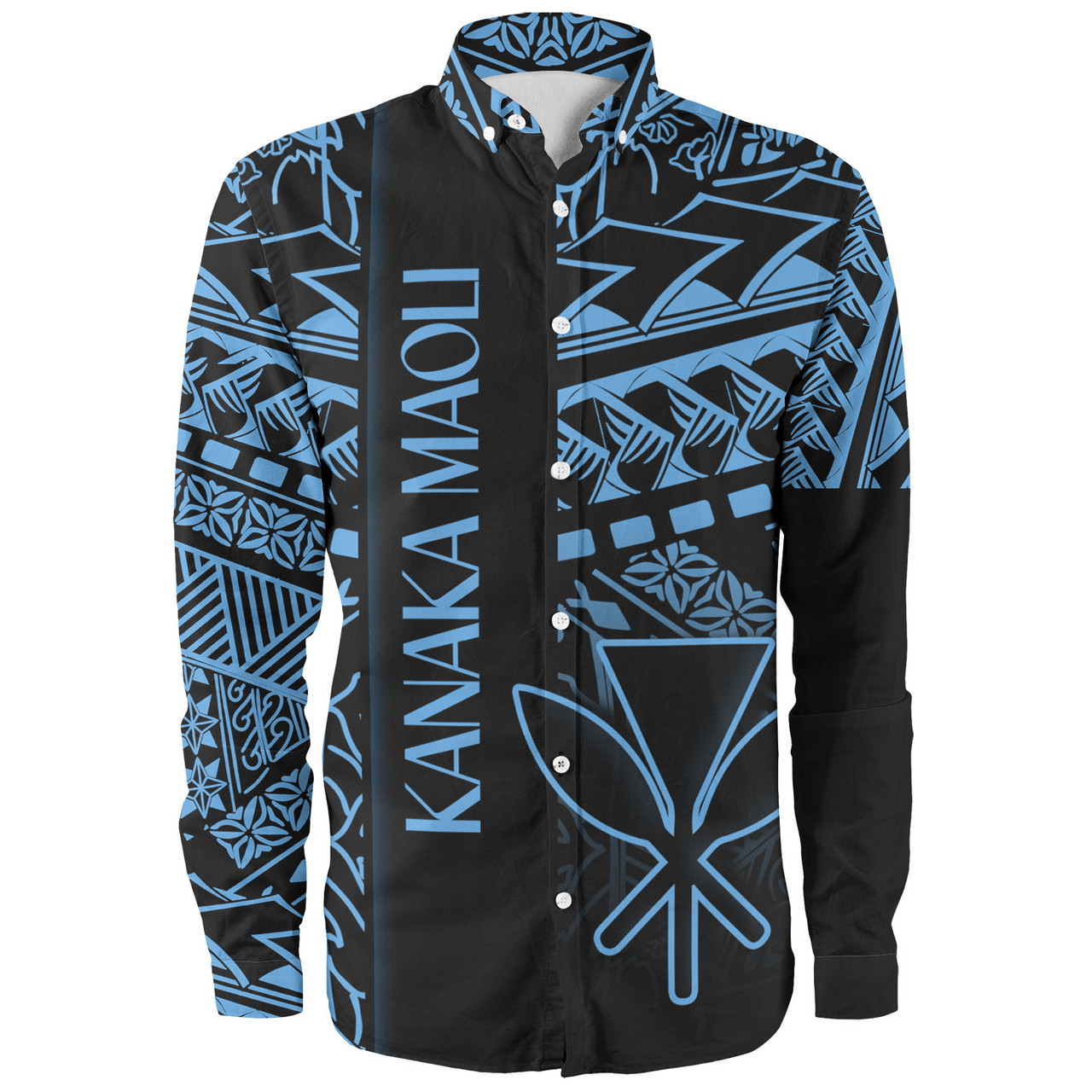 Hawaii Long Sleeve Shirt Custom Kanaka Maoli Hawaiian Blue Tribal Pattern