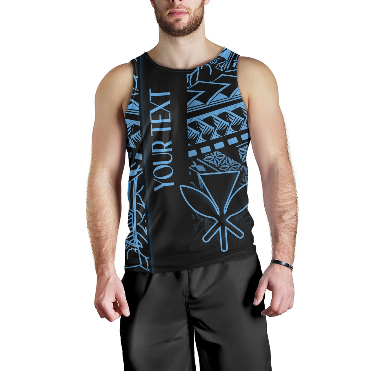 Hawaii Tank Top Custom Kanaka Maoli Hawaiian Blue Tribal Pattern