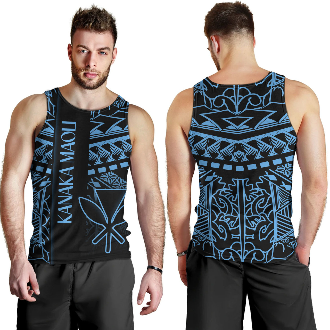 Hawaii Tank Top Custom Kanaka Maoli Hawaiian Blue Tribal Pattern