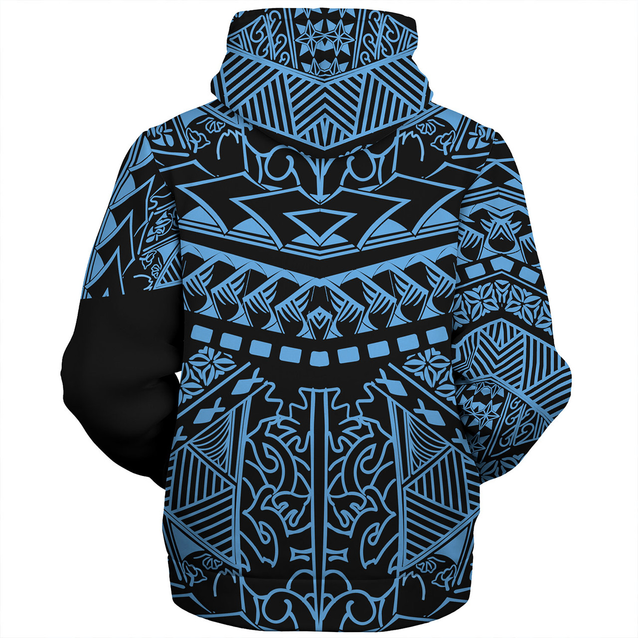 Hawaii Sherpa Hoodie Custom Kanaka Maoli Hawaiian Blue Tribal Pattern