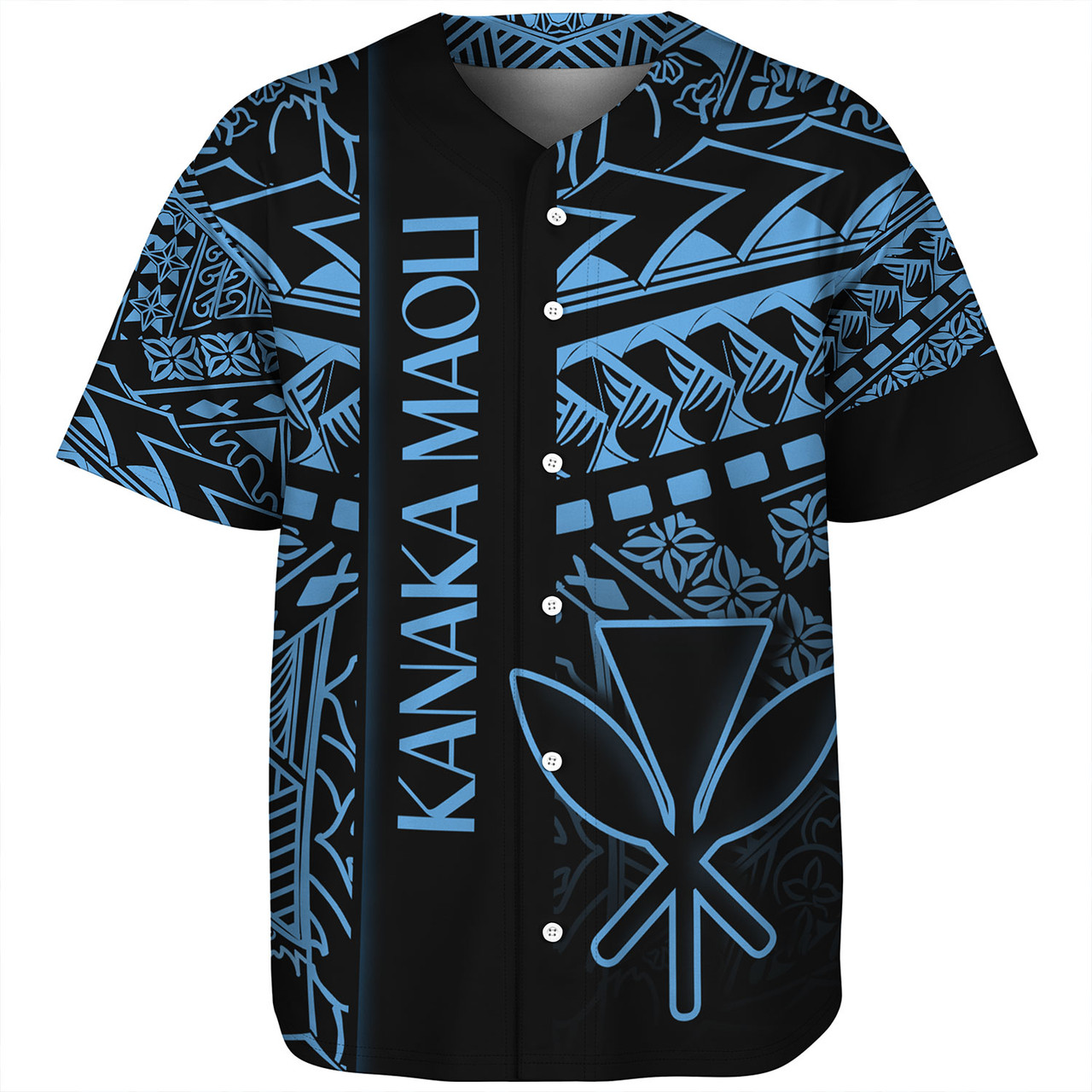Hawaii Baseball Shirt Custom Kanaka Maoli Hawaiian Blue Tribal Pattern