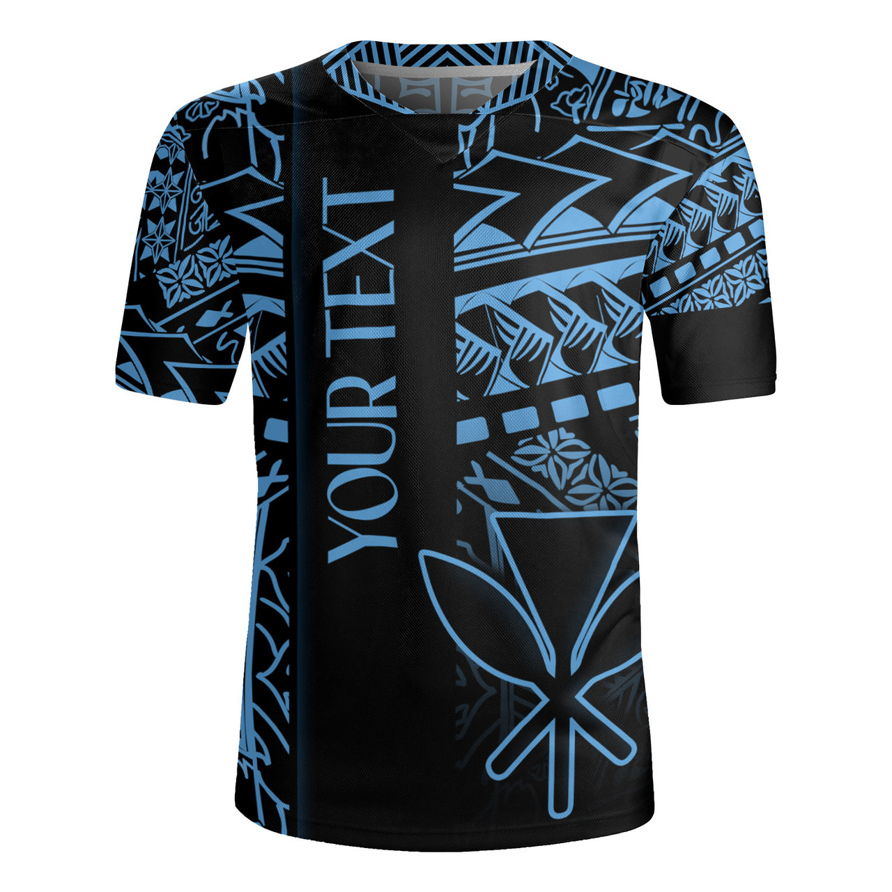 Hawaii Rugby Jersey Custom Kanaka Maoli Hawaiian Blue Tribal Pattern