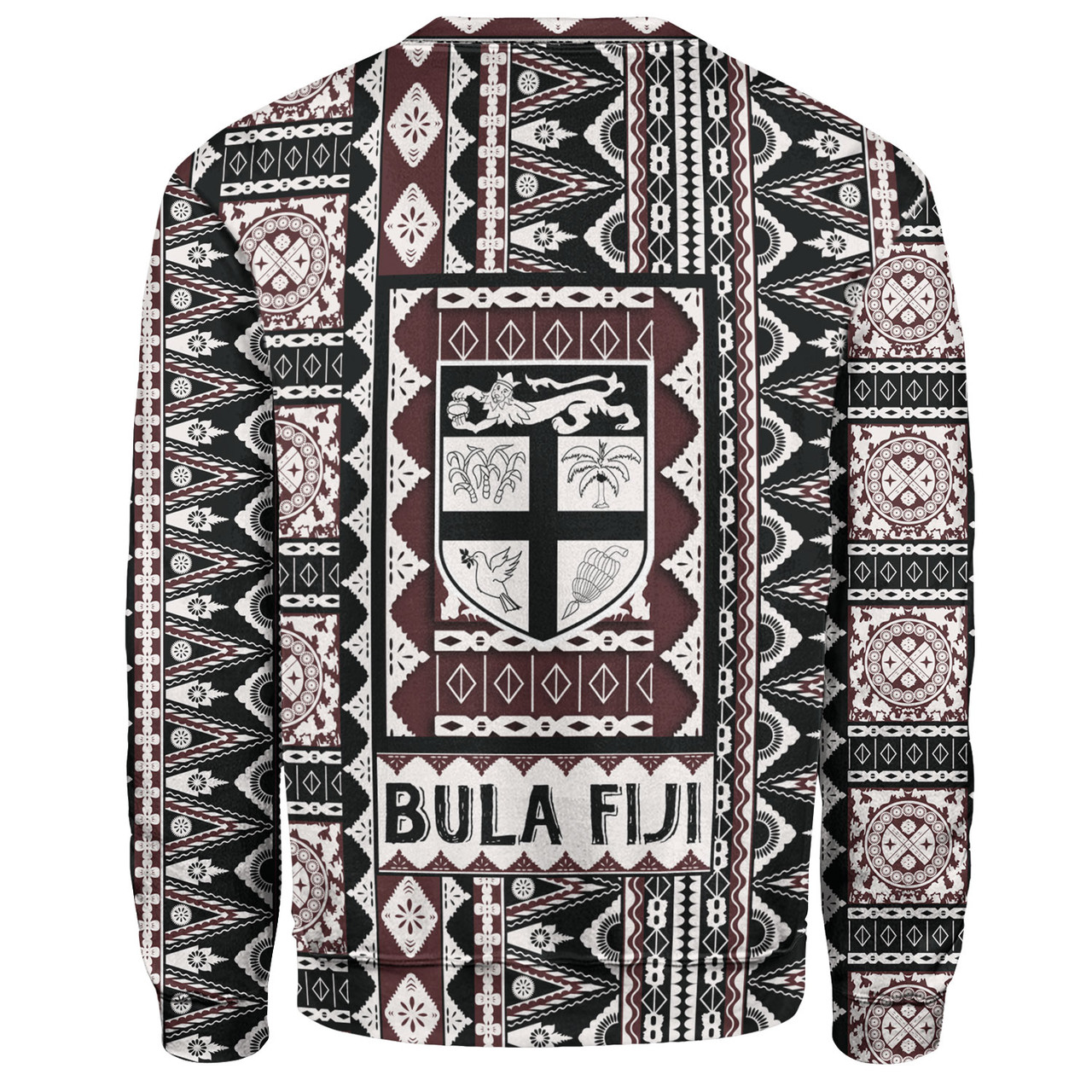 Fiji Sweatshirt Bula Fiji Masi Motif Brown Color Design