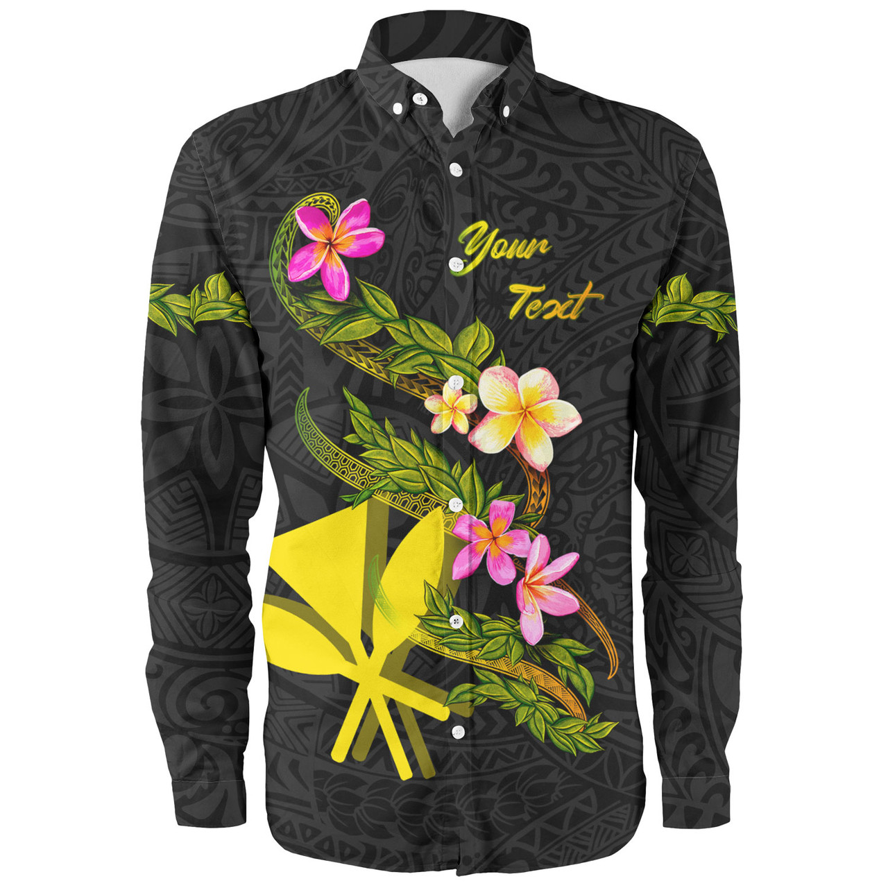 Hawaii Long Sleeve Shirt Custom Plumeria Tribal